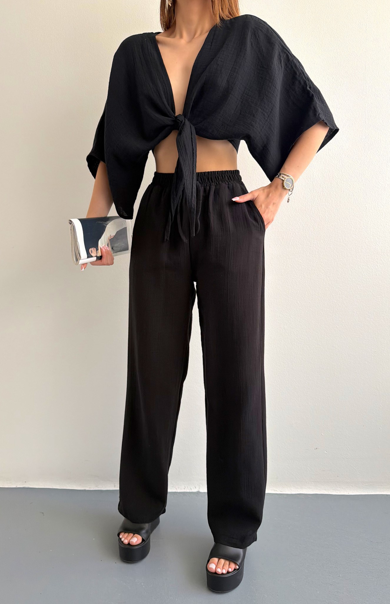 Beli Lastikli Pantolon SİYAH