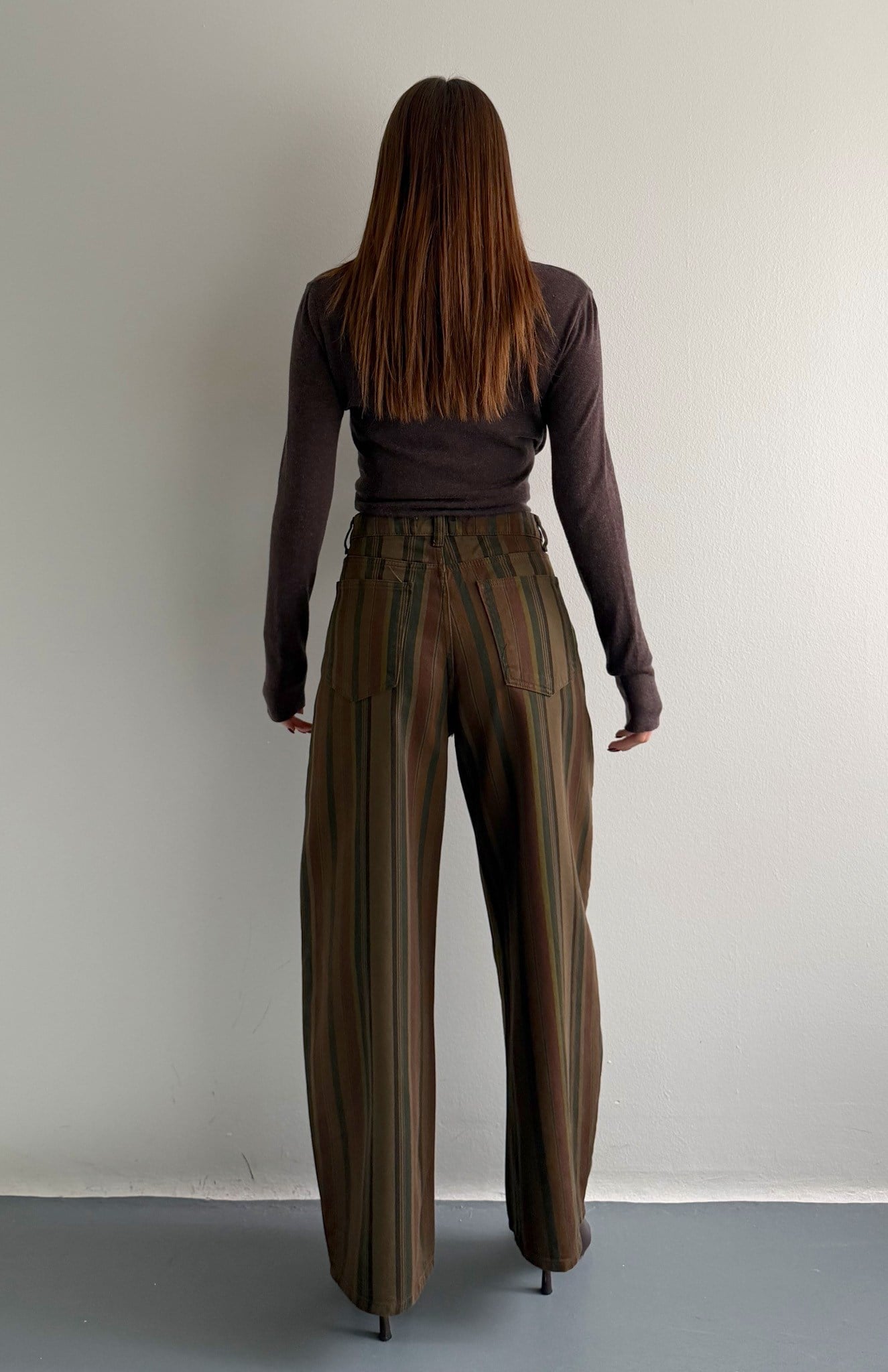 Çizgili Gabardin Pantolon HAKİ