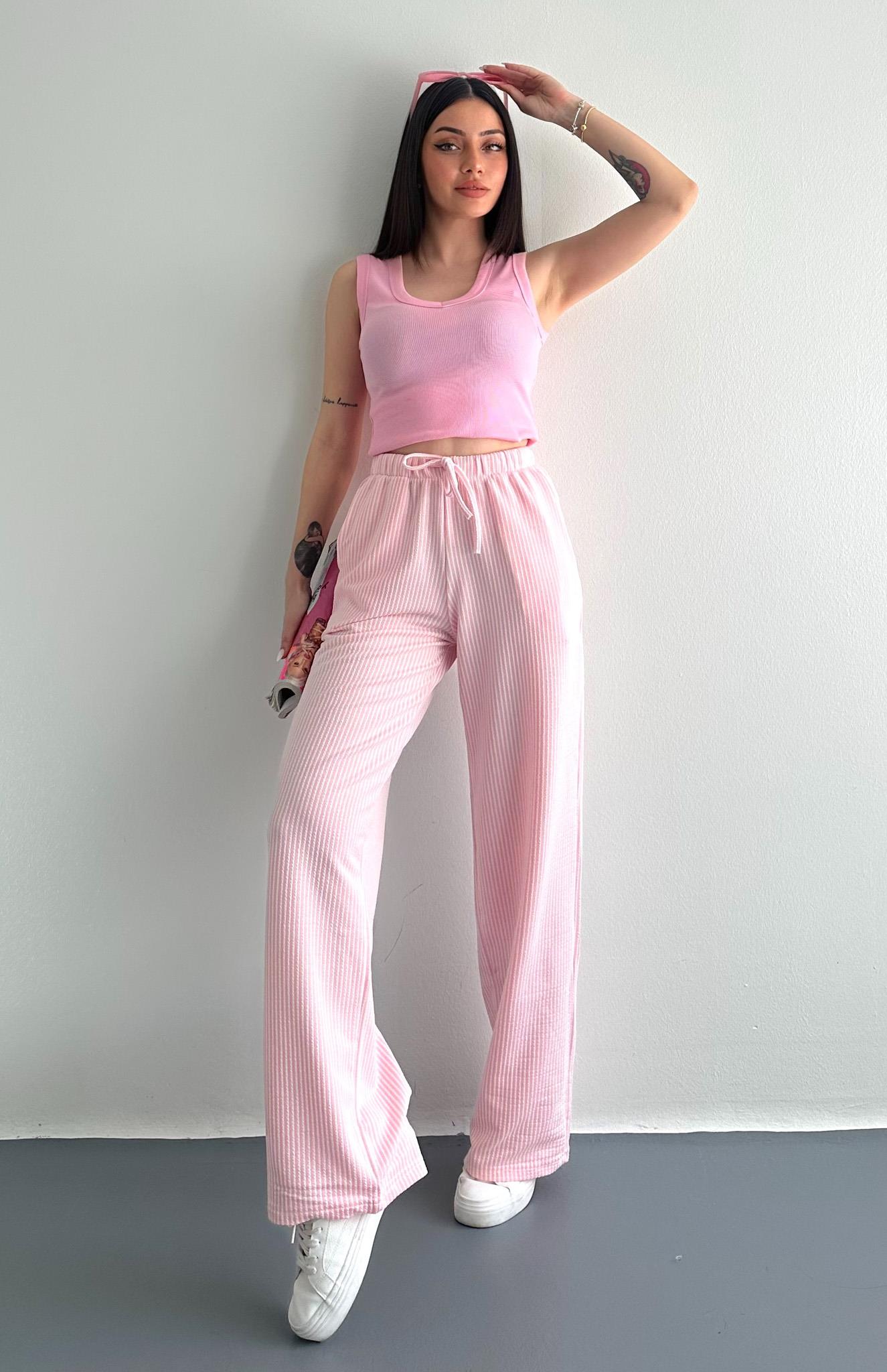 Çizgili Pantıolon PEMBE