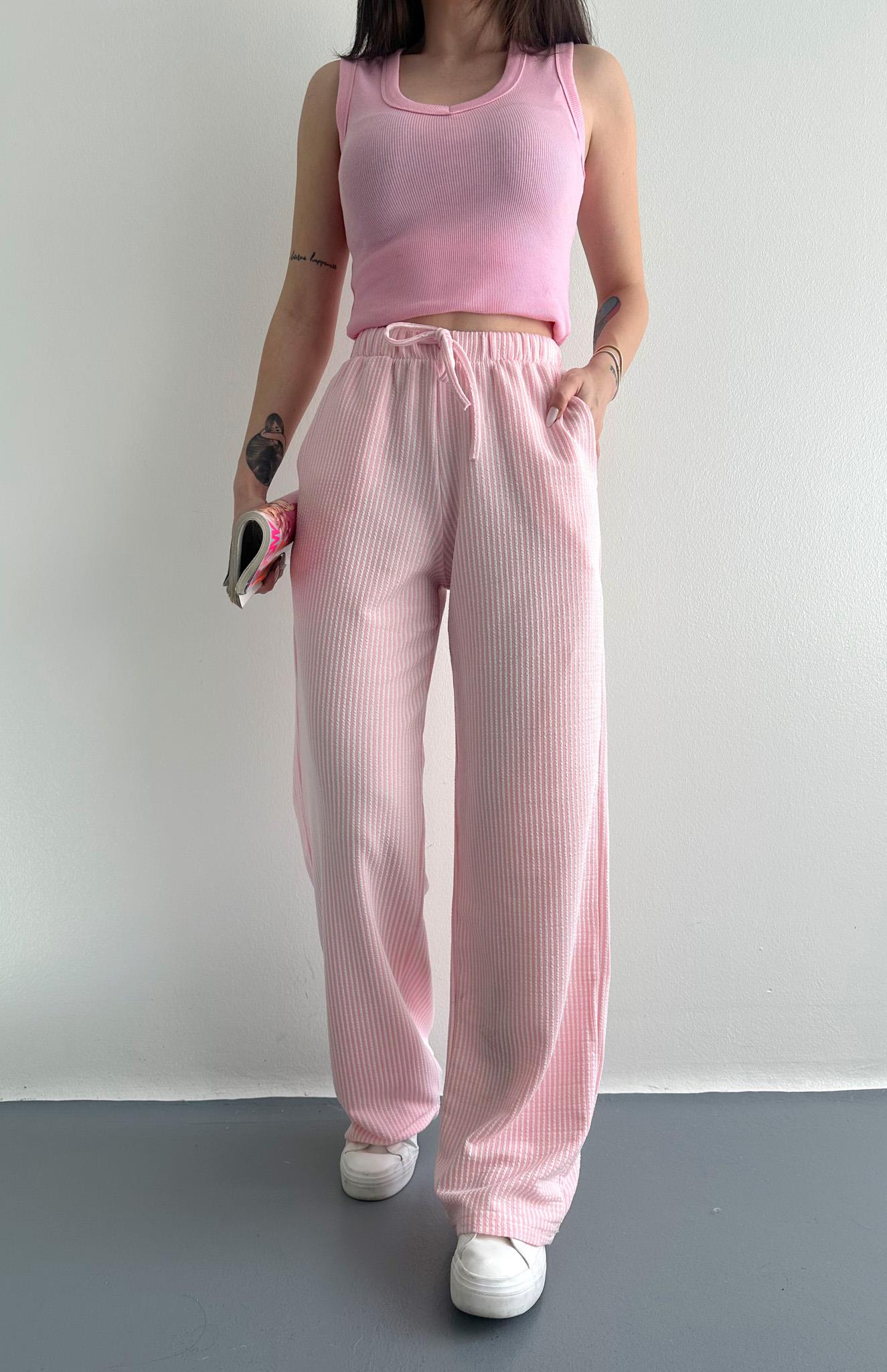 Çizgili Pantıolon PEMBE