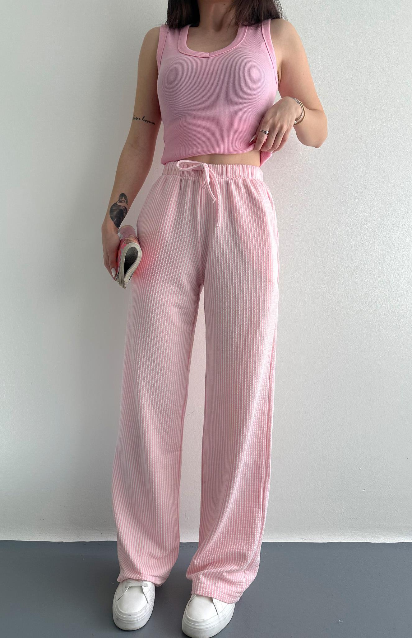 Çizgili Pantıolon PEMBE