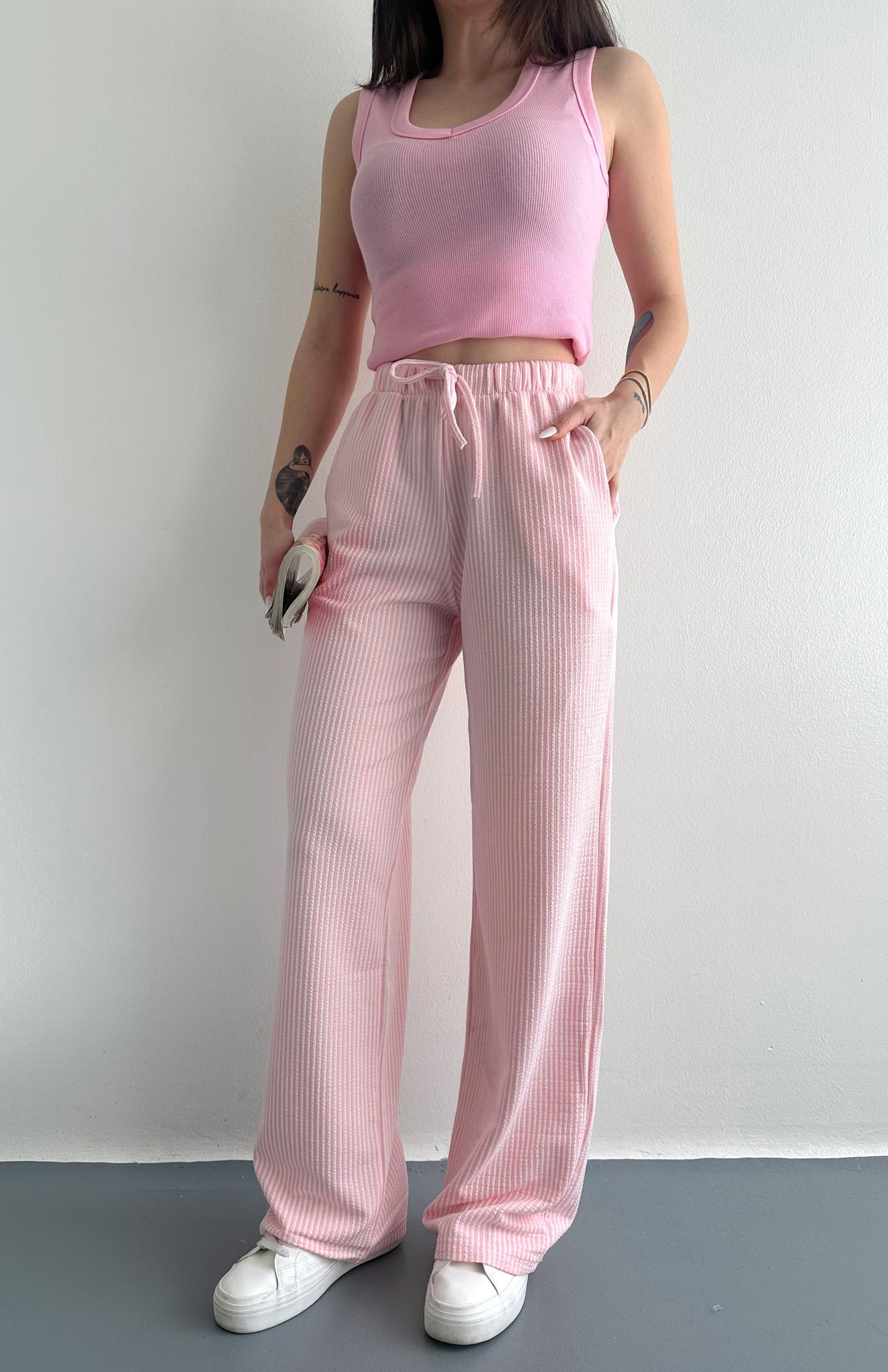 Çizgili Pantıolon PEMBE