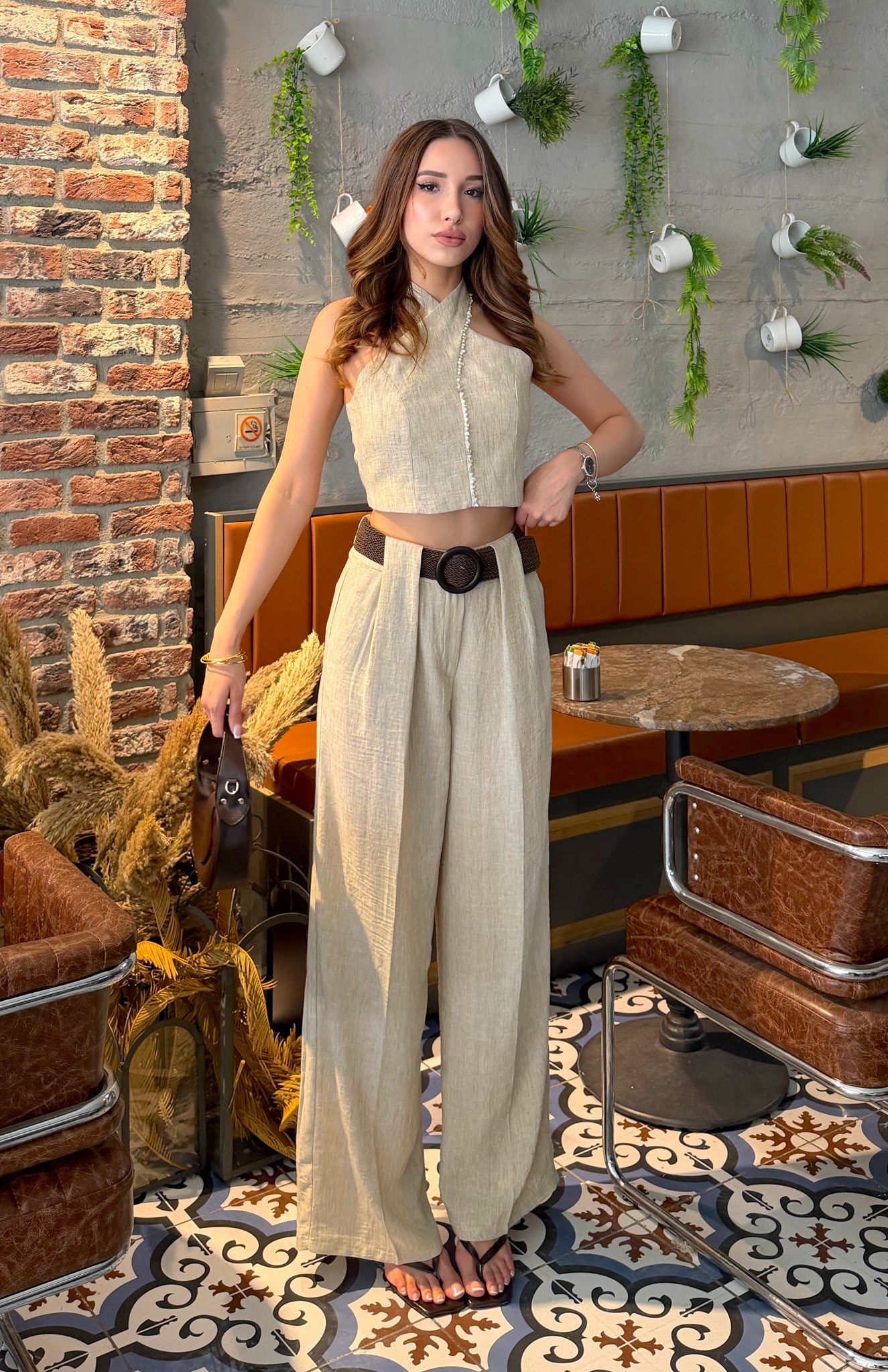 Kemer Detaylı Pantolon BEJ