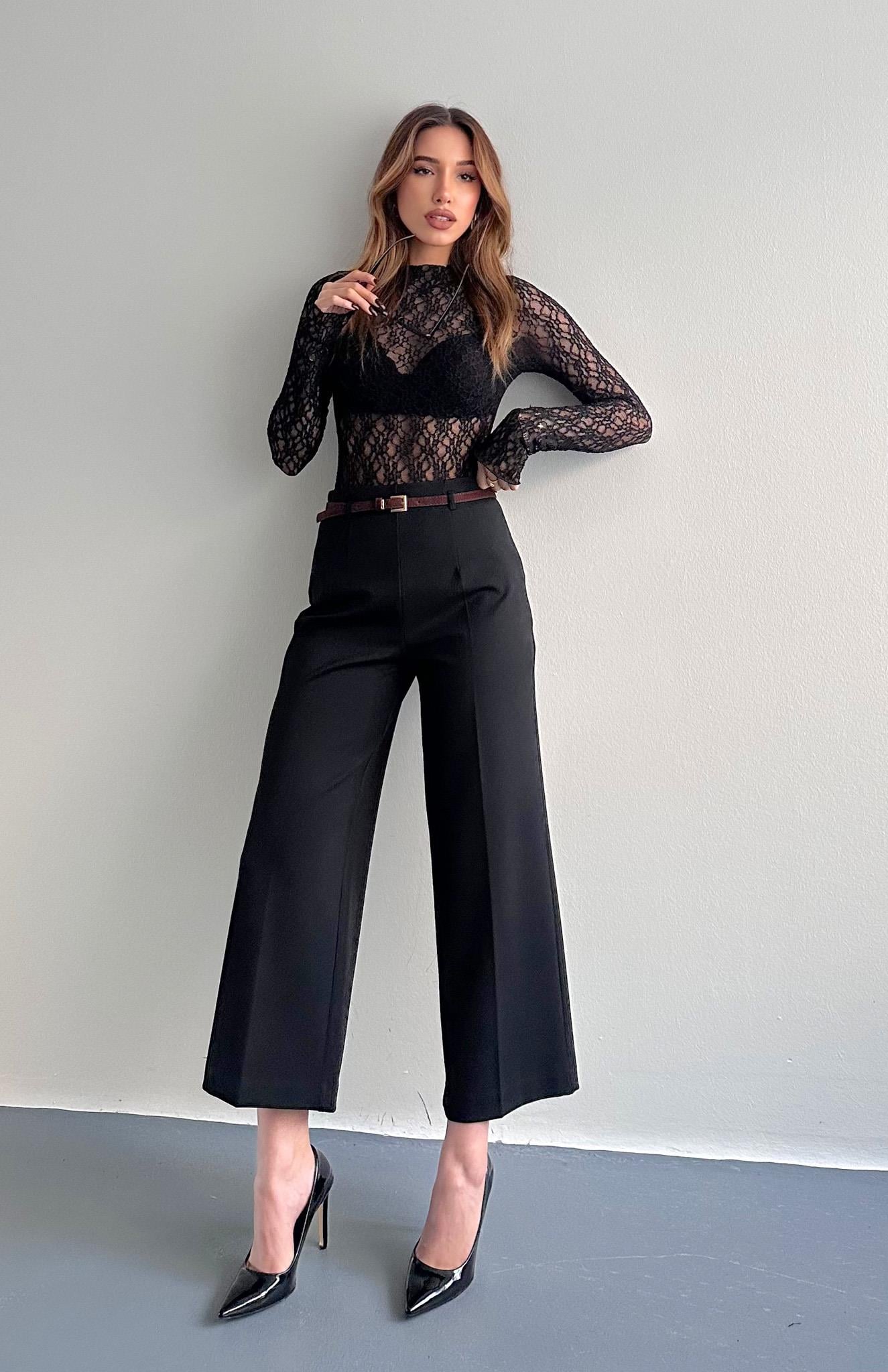 Kemerli Culotte Pantolon SİYAH