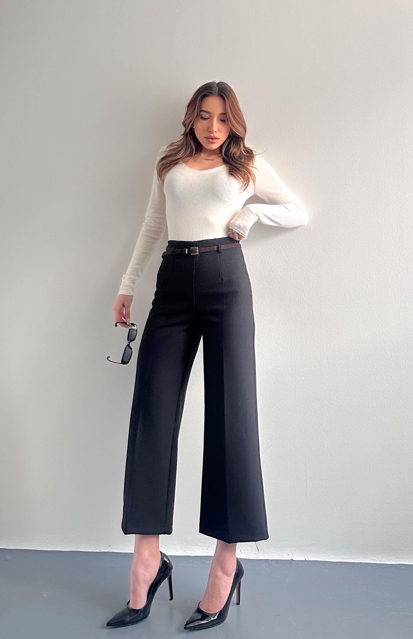 Kemerli Culotte Pantolon SİYAH