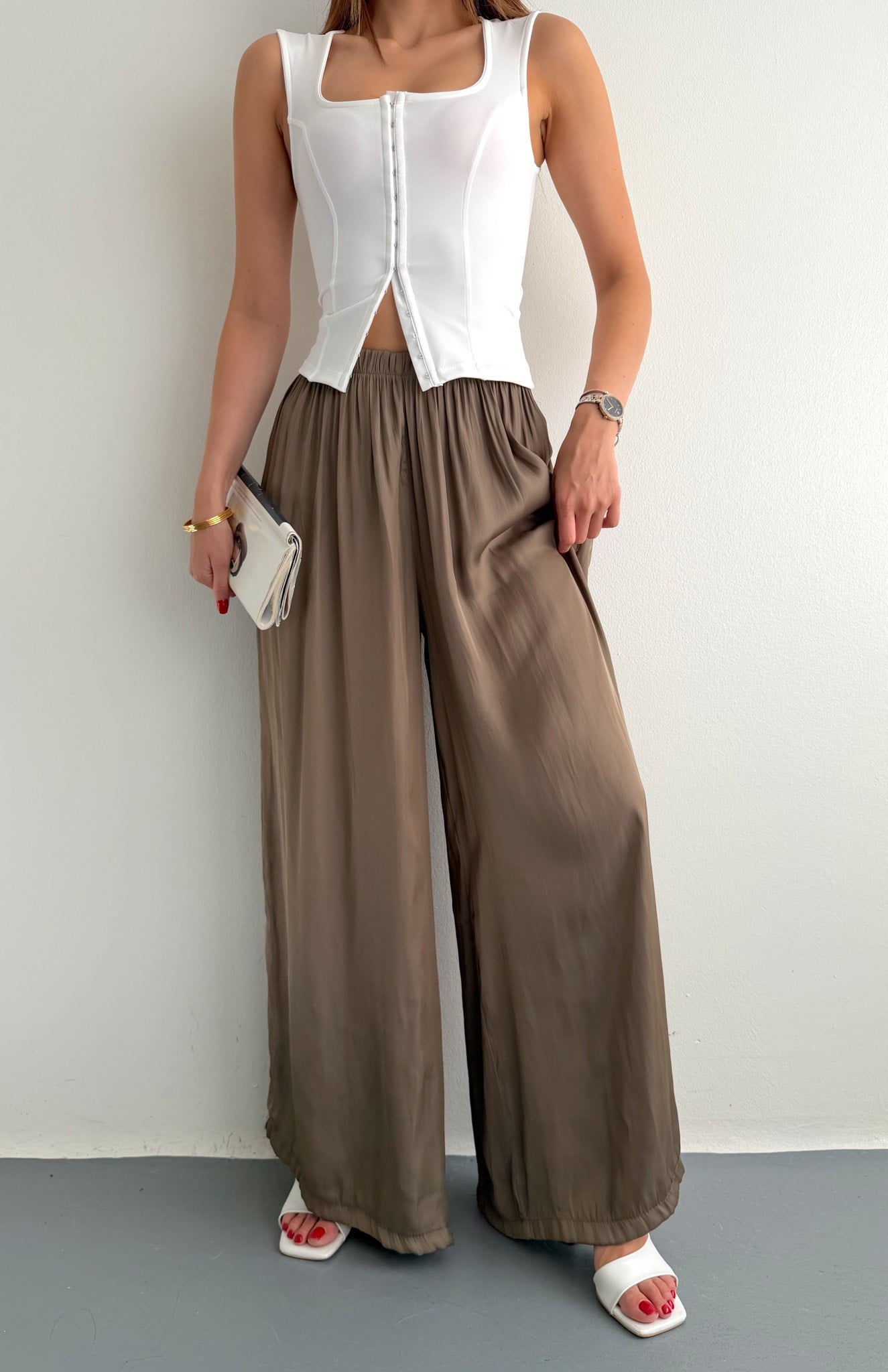 Saten Bol Pantolon HAKİ