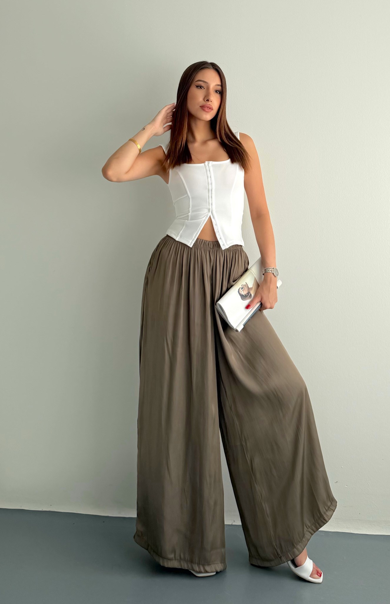 Saten Bol Pantolon HAKİ