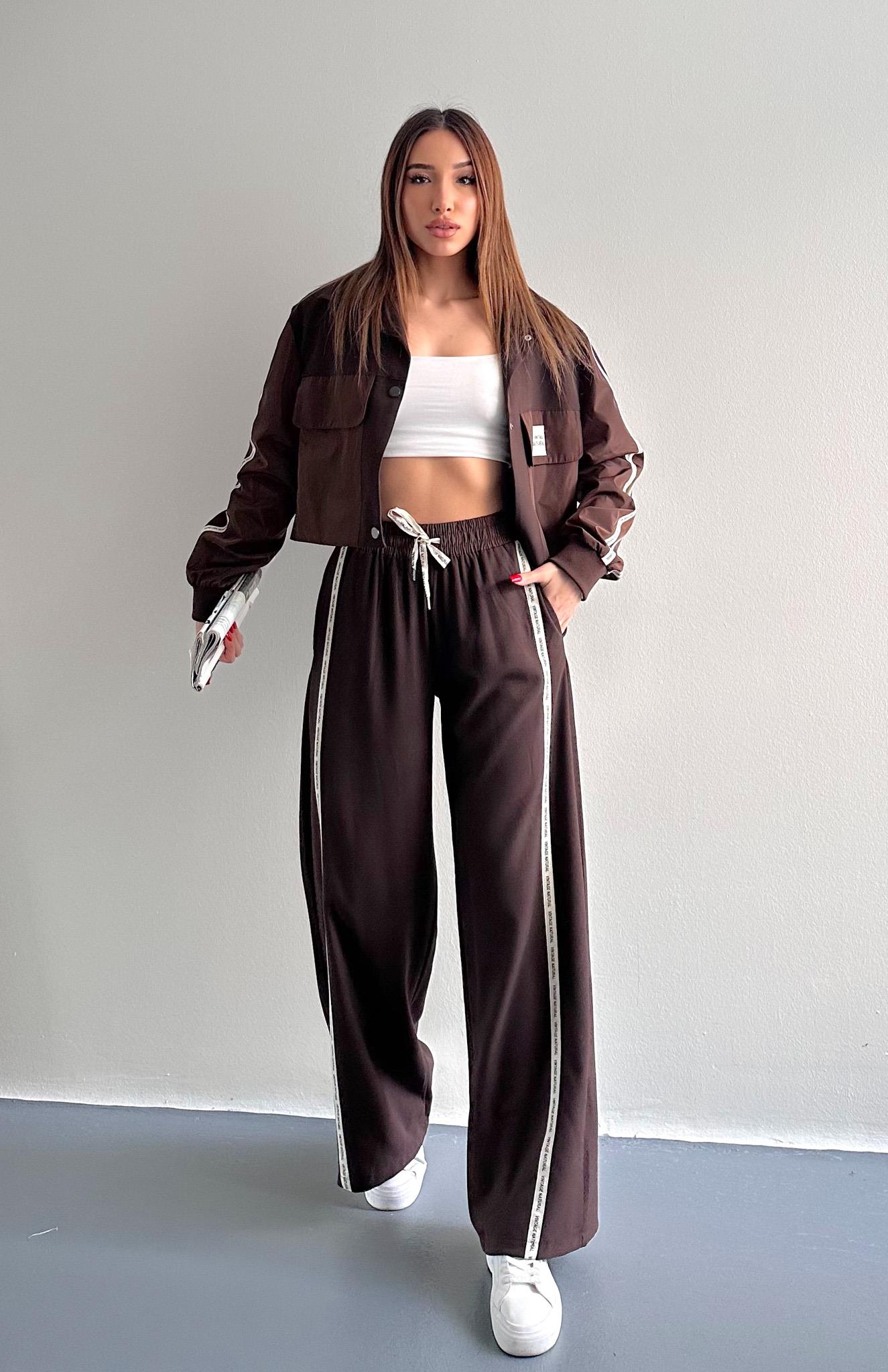 Şerit Detaylı Pantolon KAHVERENGİ