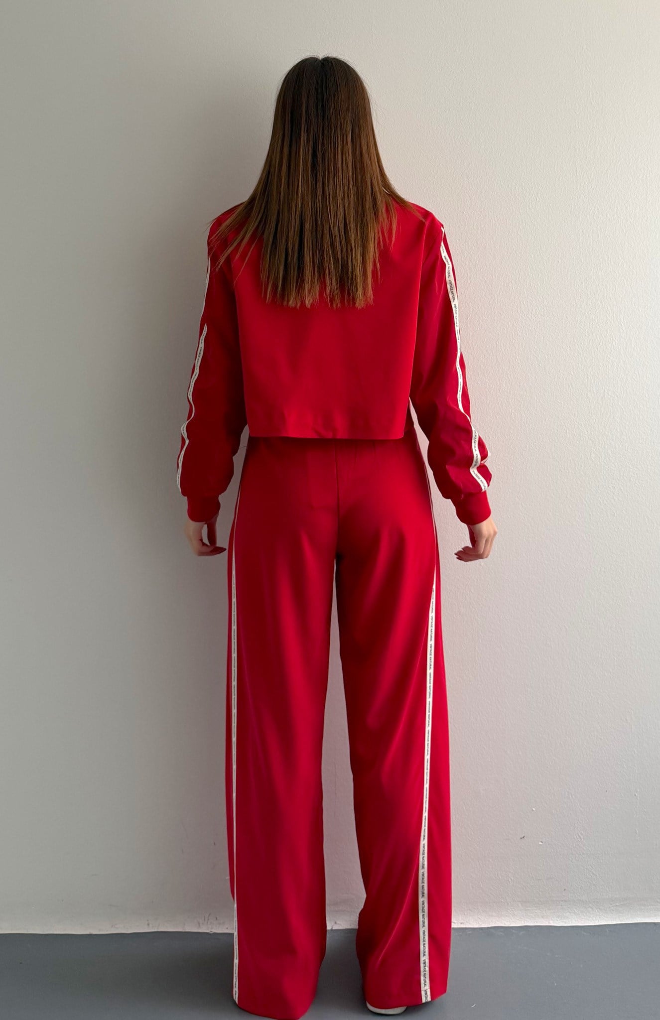 Şerit Detaylı Pantolon KIRMIZI