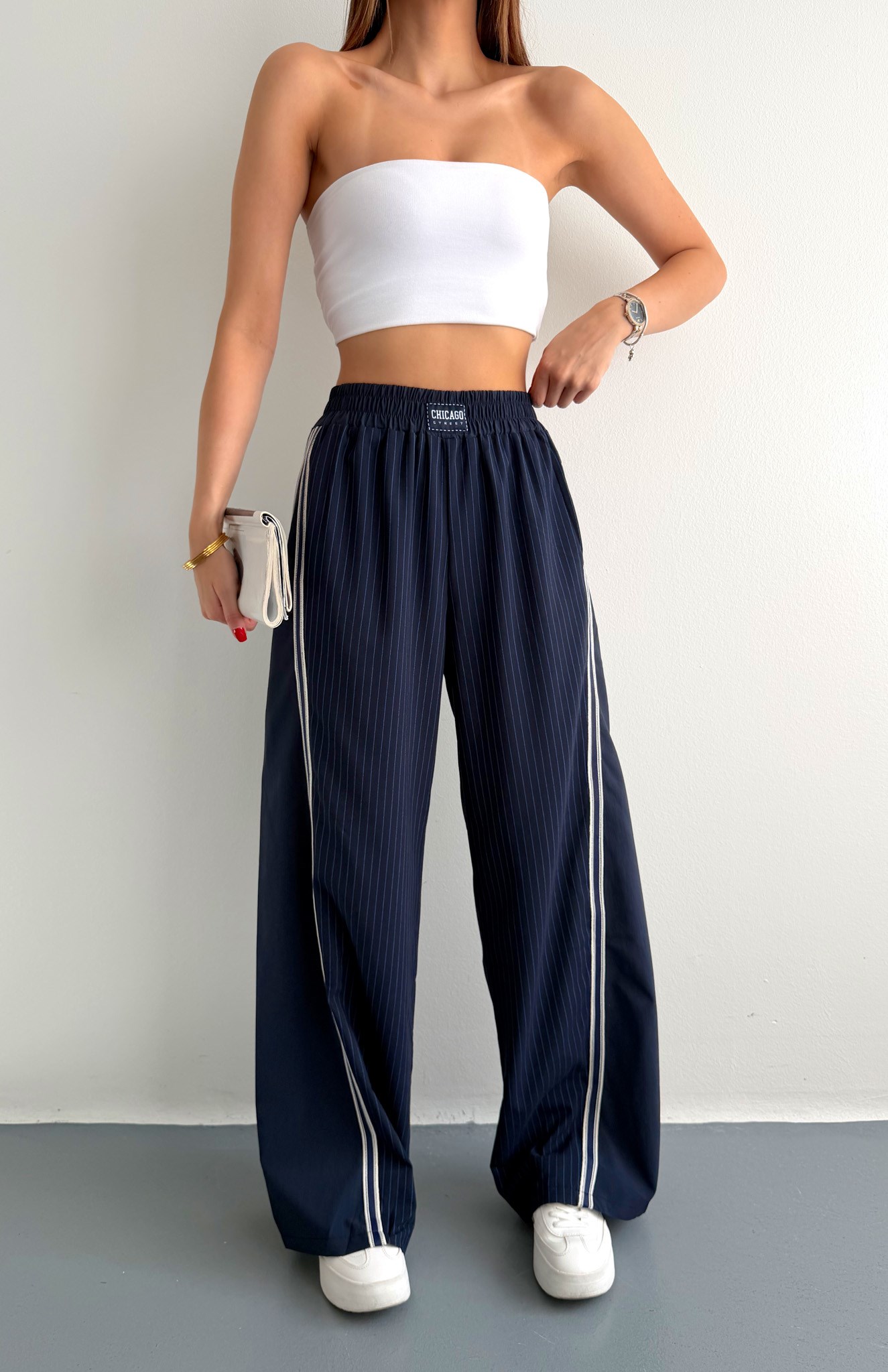 Şerit Detaylı Pantolon LACİVERT