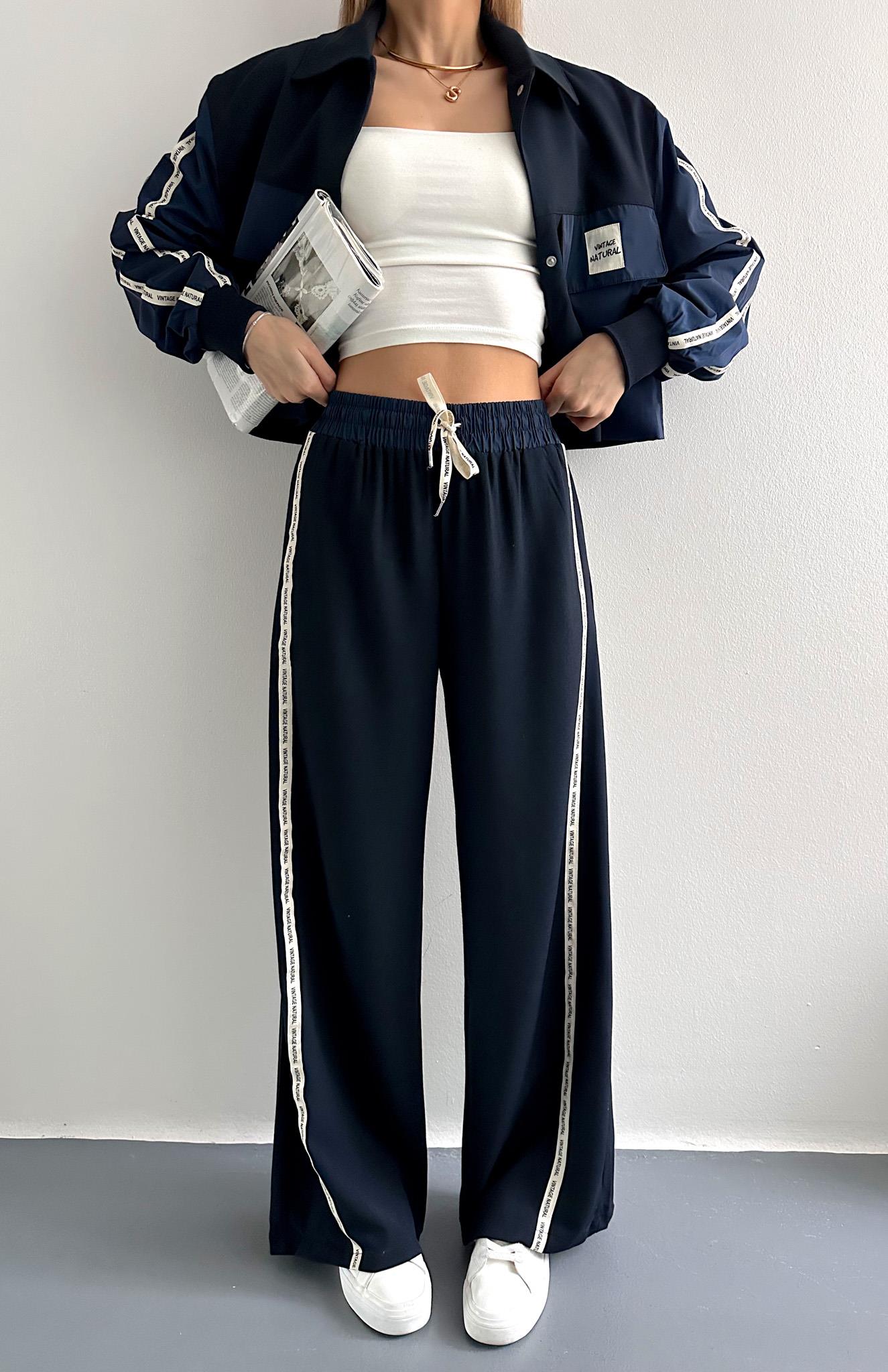 Şerit Detaylı Pantolon LACİVERT