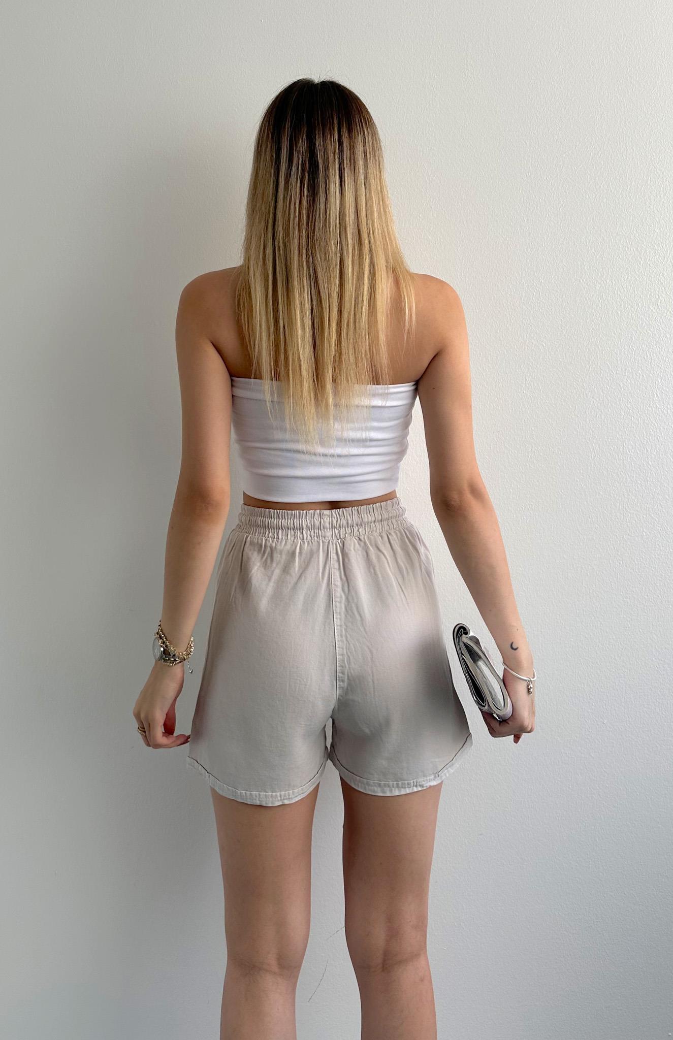 Cep Detaylı Tensel Şort TAŞ