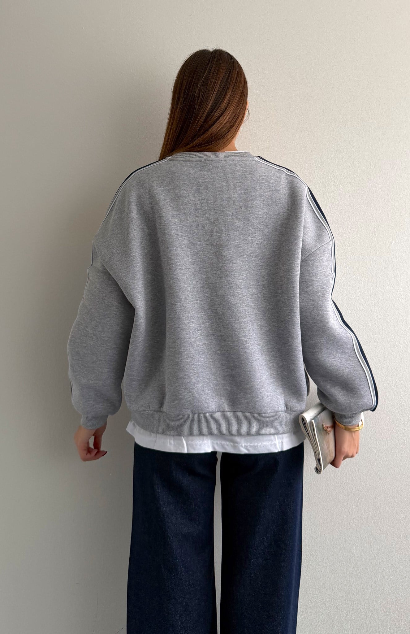 Baskı Detaylı Sweatshırt GRİ