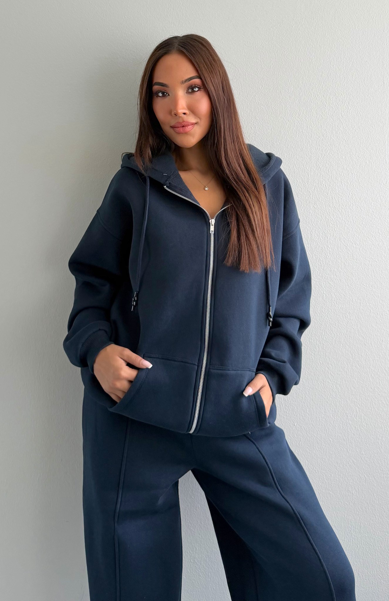 Fermuarlı Kanguru Cepli Sweatshırt LACİVERT