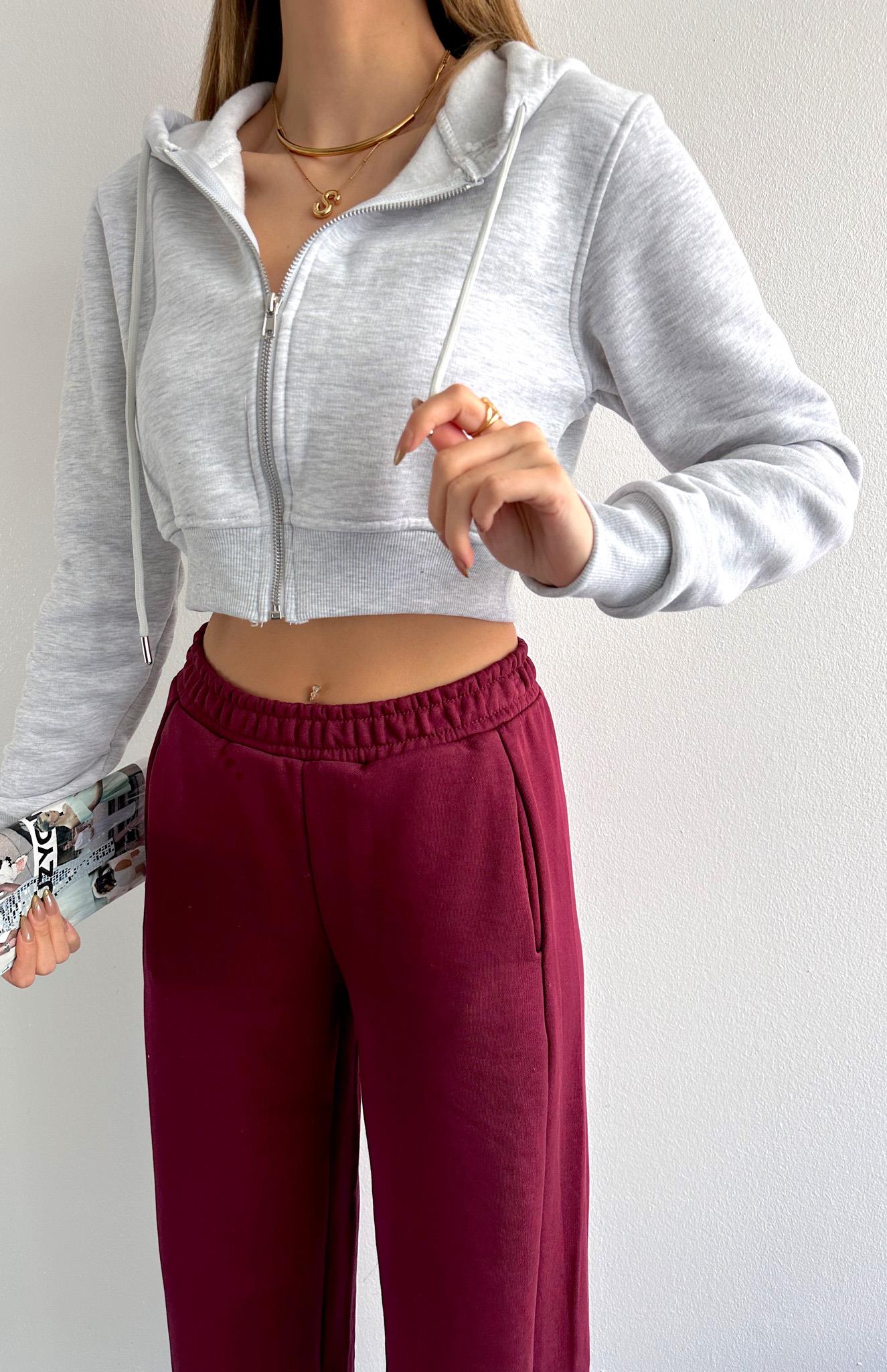 Kısa Fermuarlı Sweatshırt GRİ