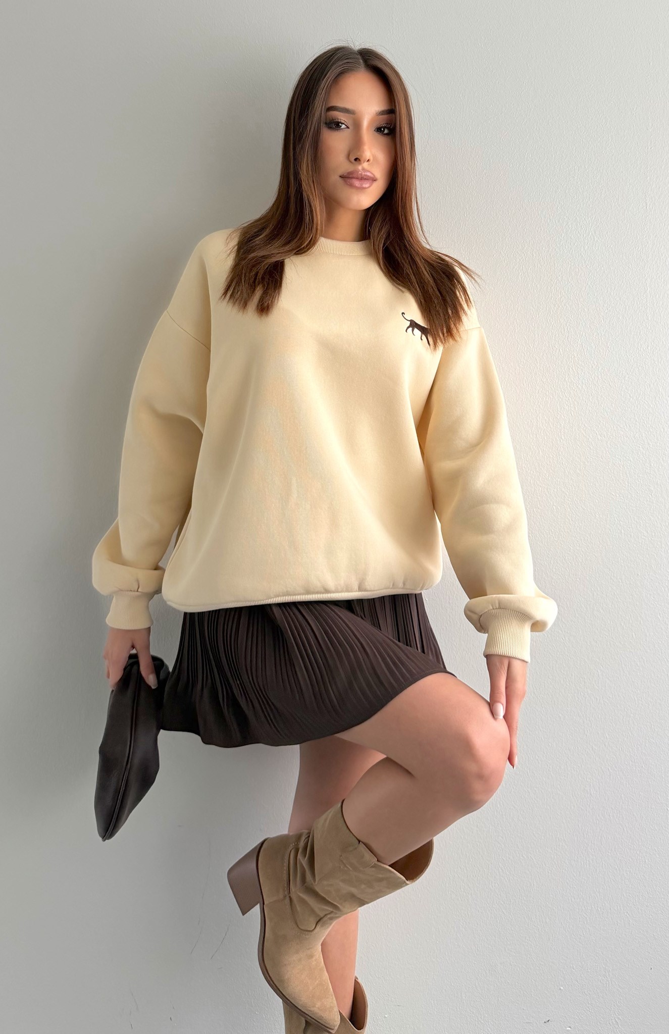 Nakiş Detaylı Sweatshırt BEJ