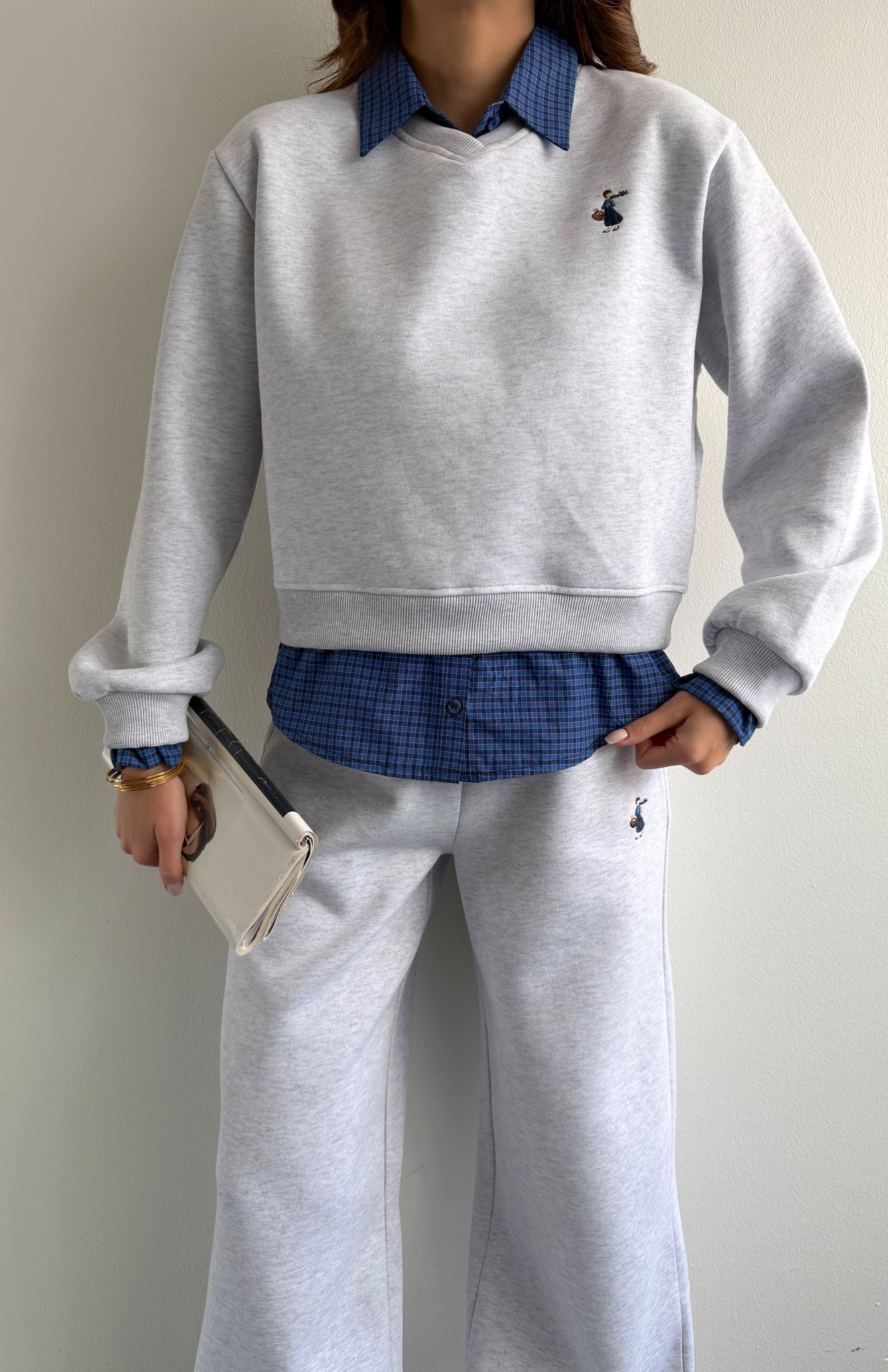 Nakiş Detaylı Sweatshırt GRİ