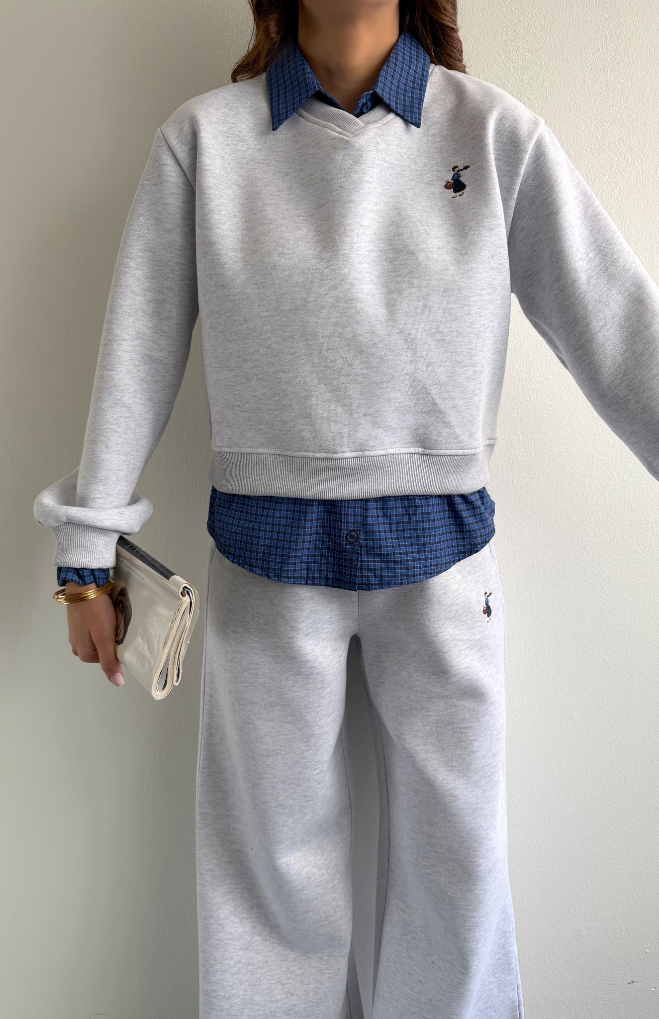 Nakiş Detaylı Sweatshırt GRİ