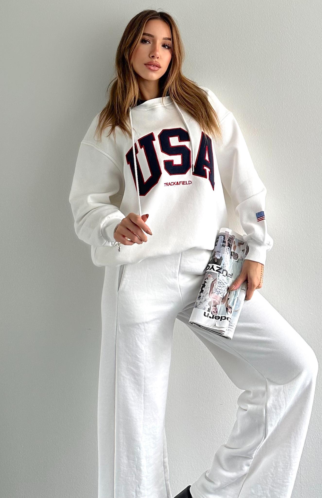 Usa Nakişlı Sweatshırt EKRU