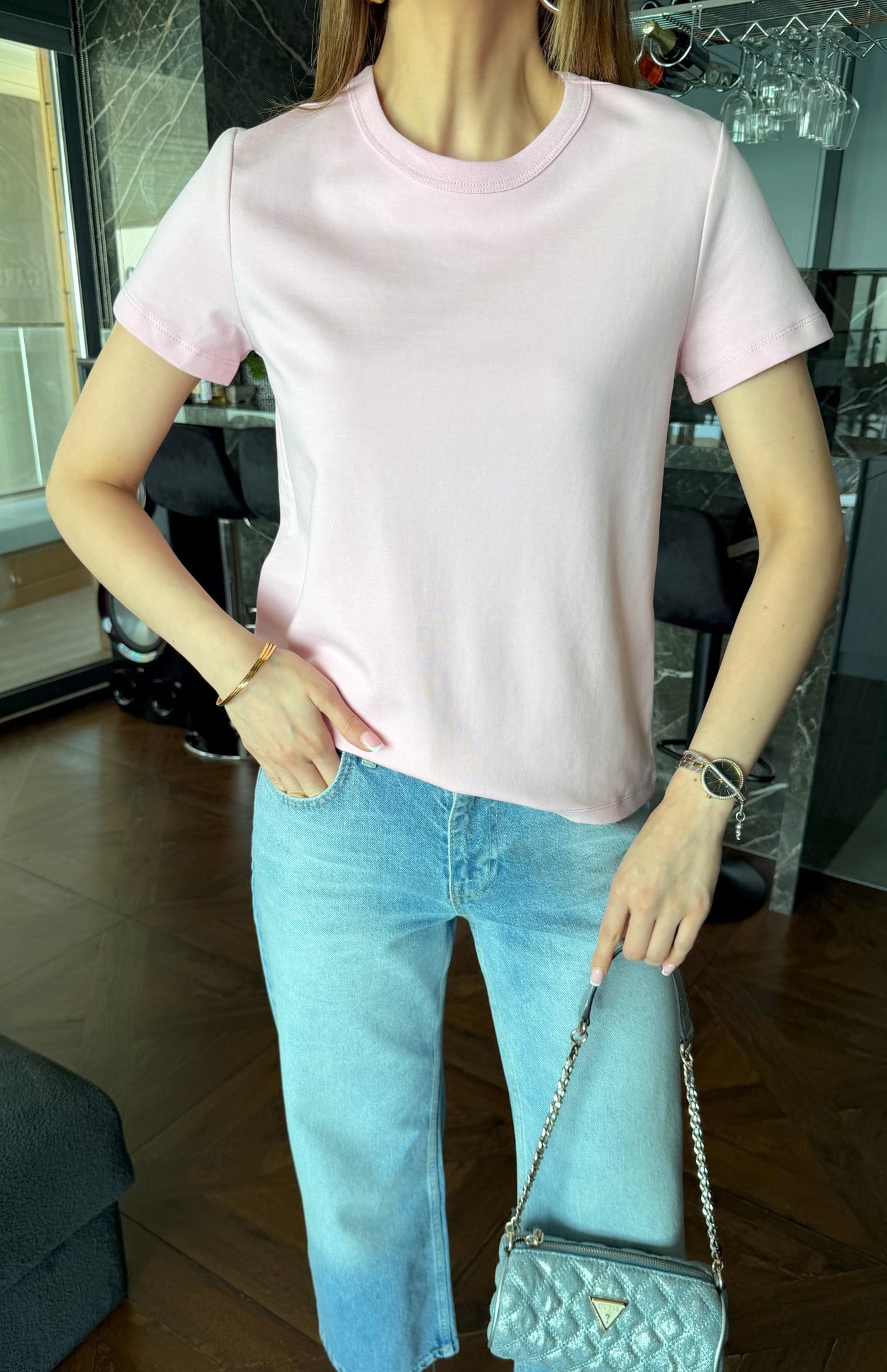 Bisiklet Yaka Tshırt PEMBE
