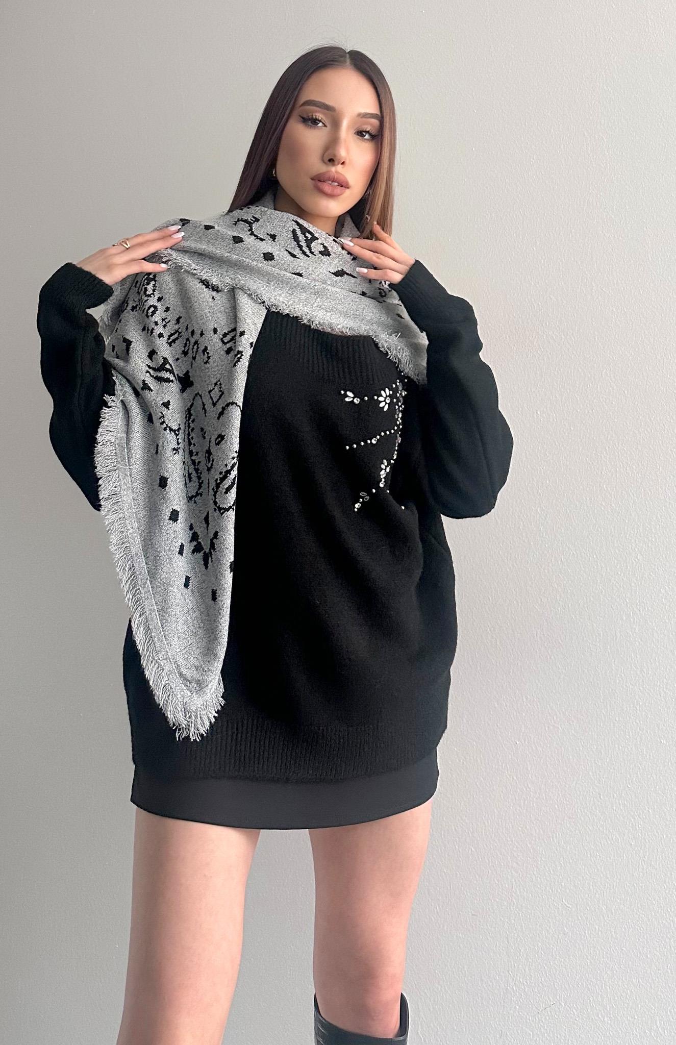 Desenli Kare Şal GRİ