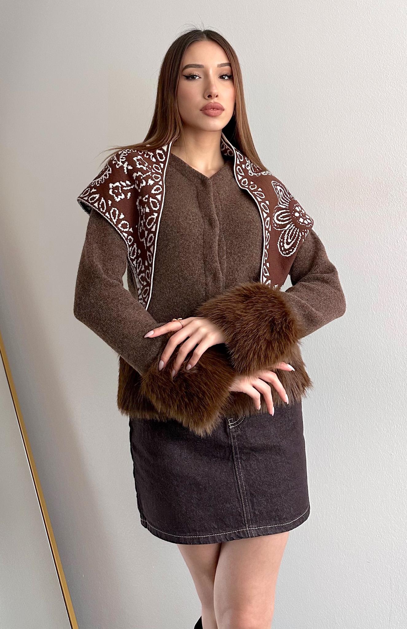 Desenli Şal KAHVERENGİ