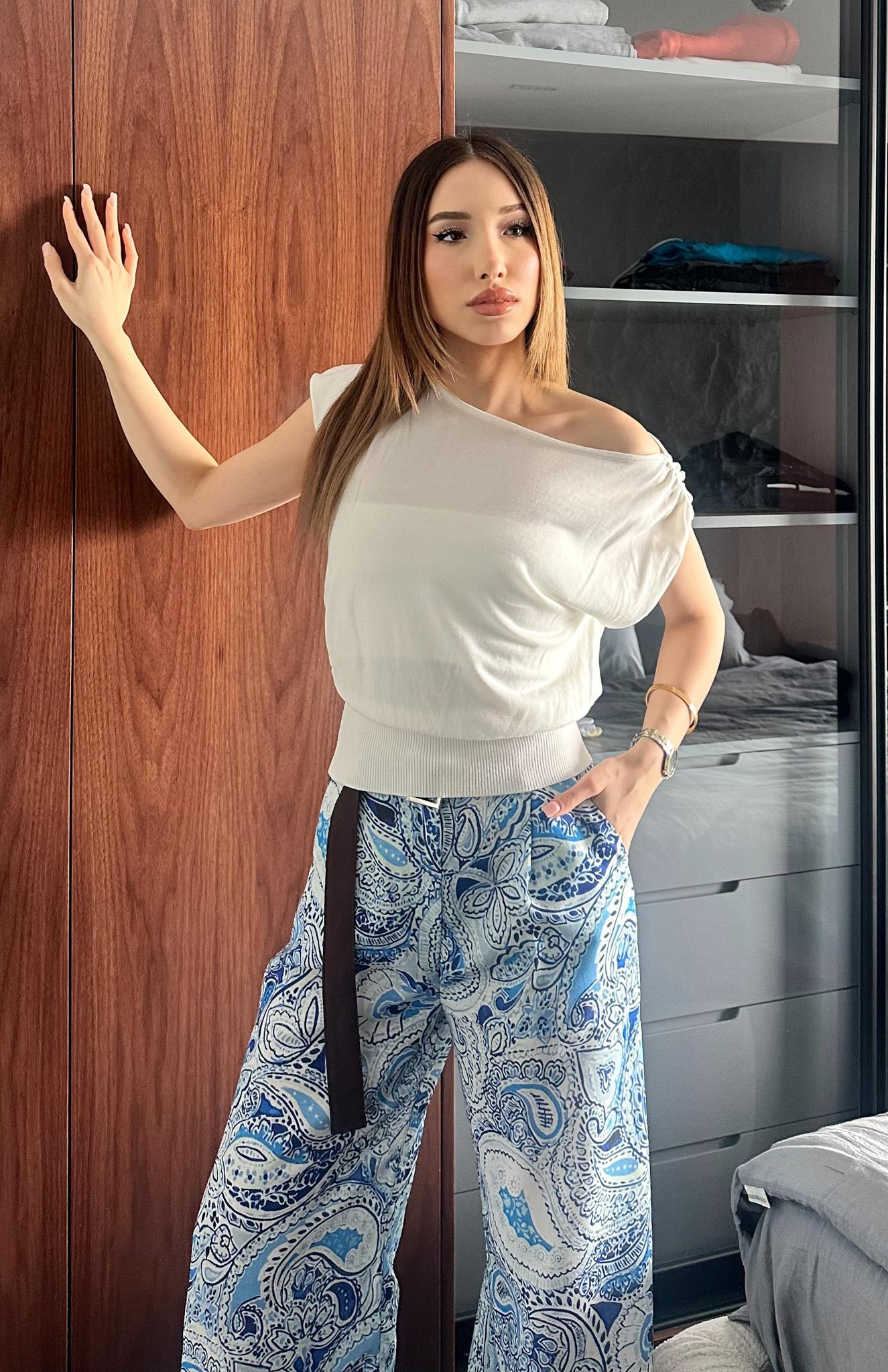 Liyosel Karışımlı Dökümlü Bluz EKRU