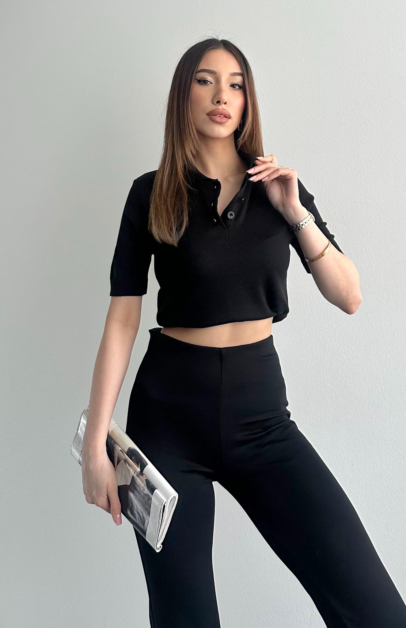 Polo Yaka Kısa Kol Triko SİYAH