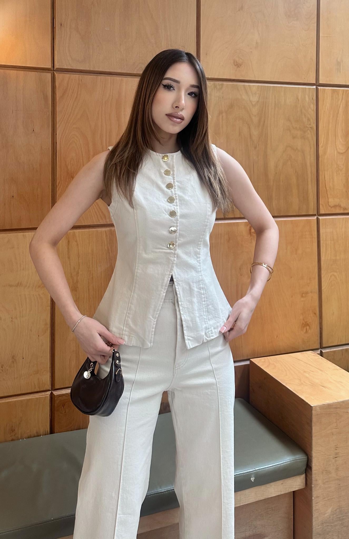 Önü Üçgen Yelek BEJ