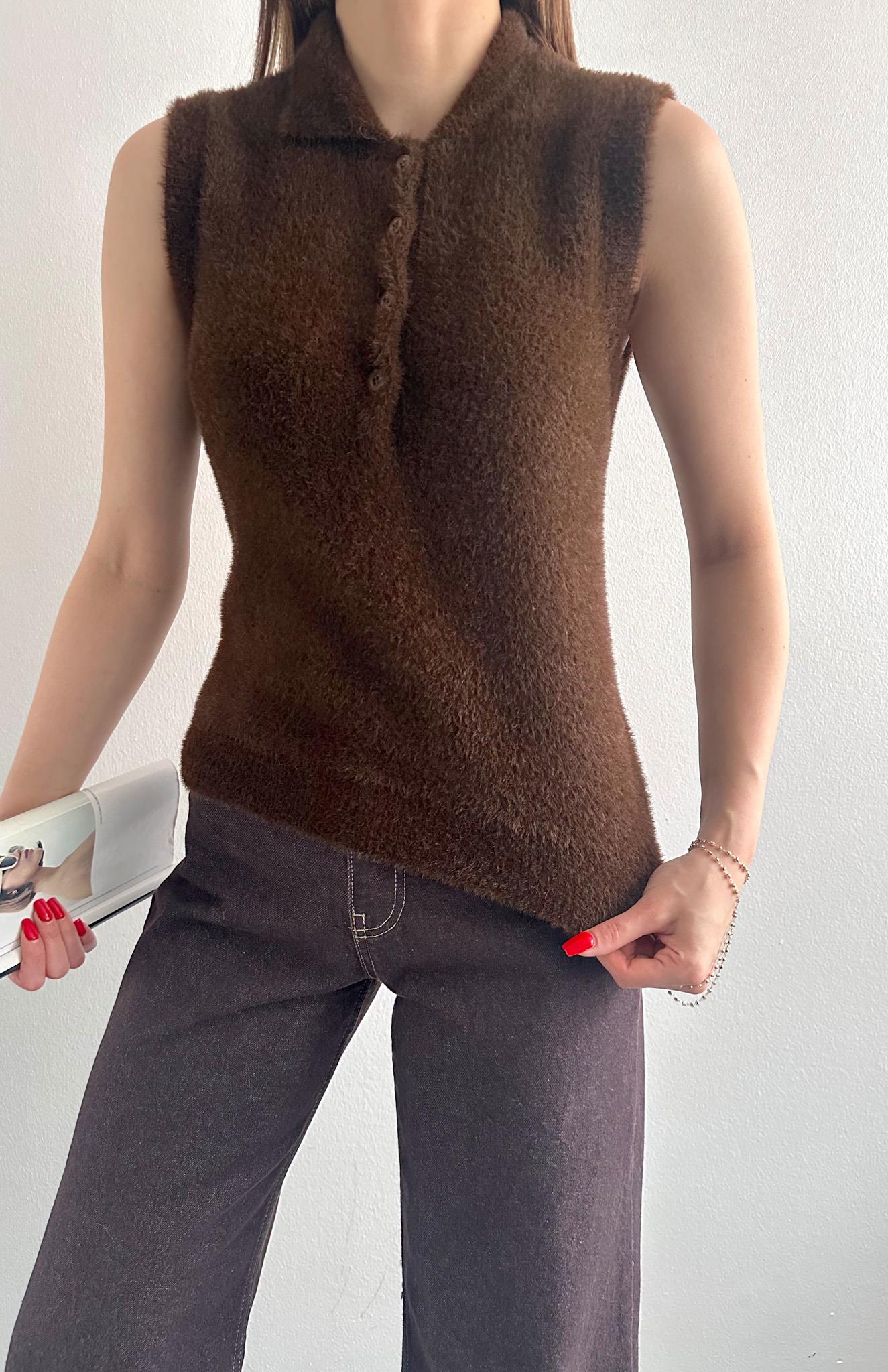 Suni Kürklü Yelek KAHVERENGİ