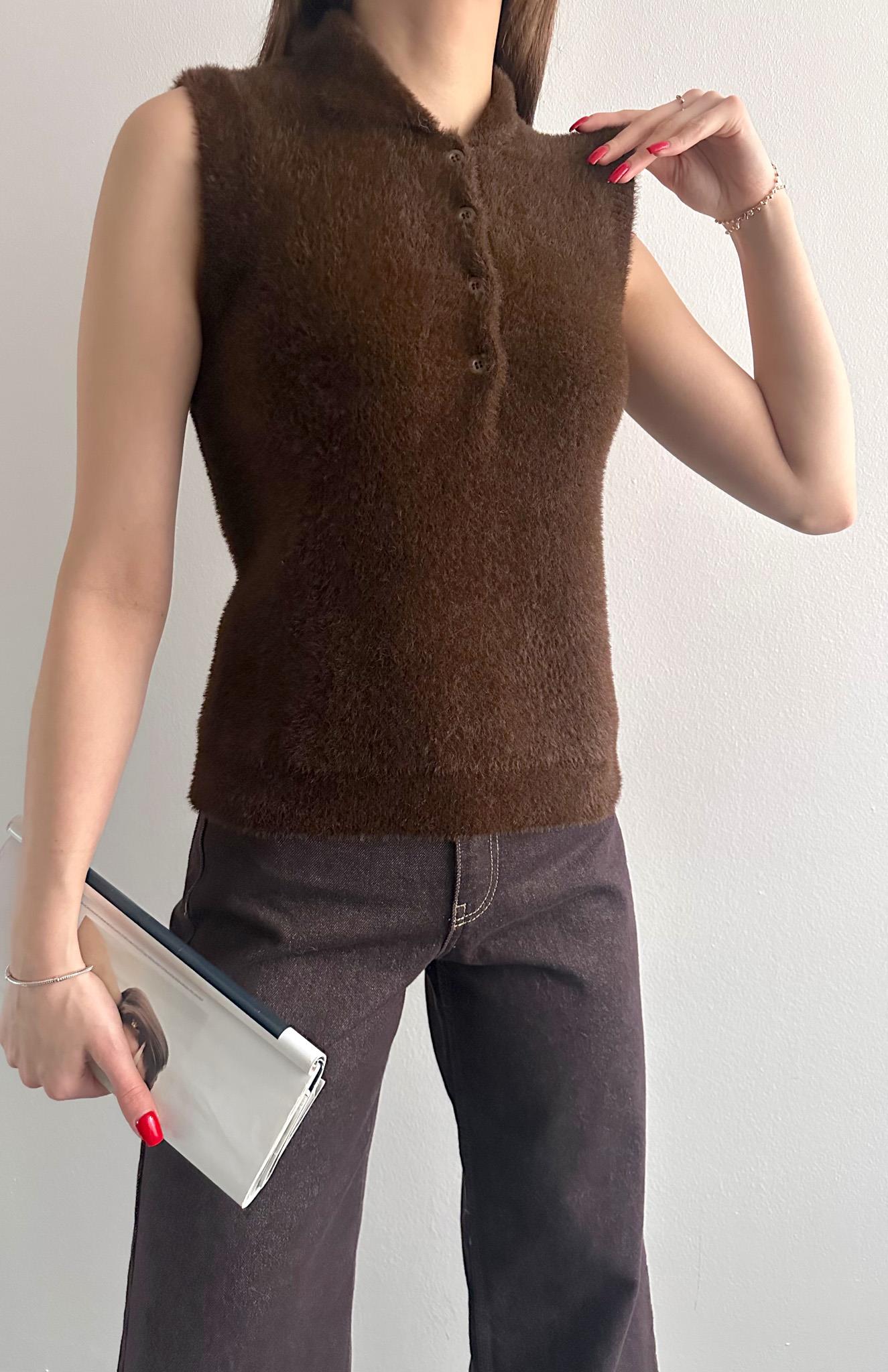 Suni Kürklü Yelek KAHVERENGİ