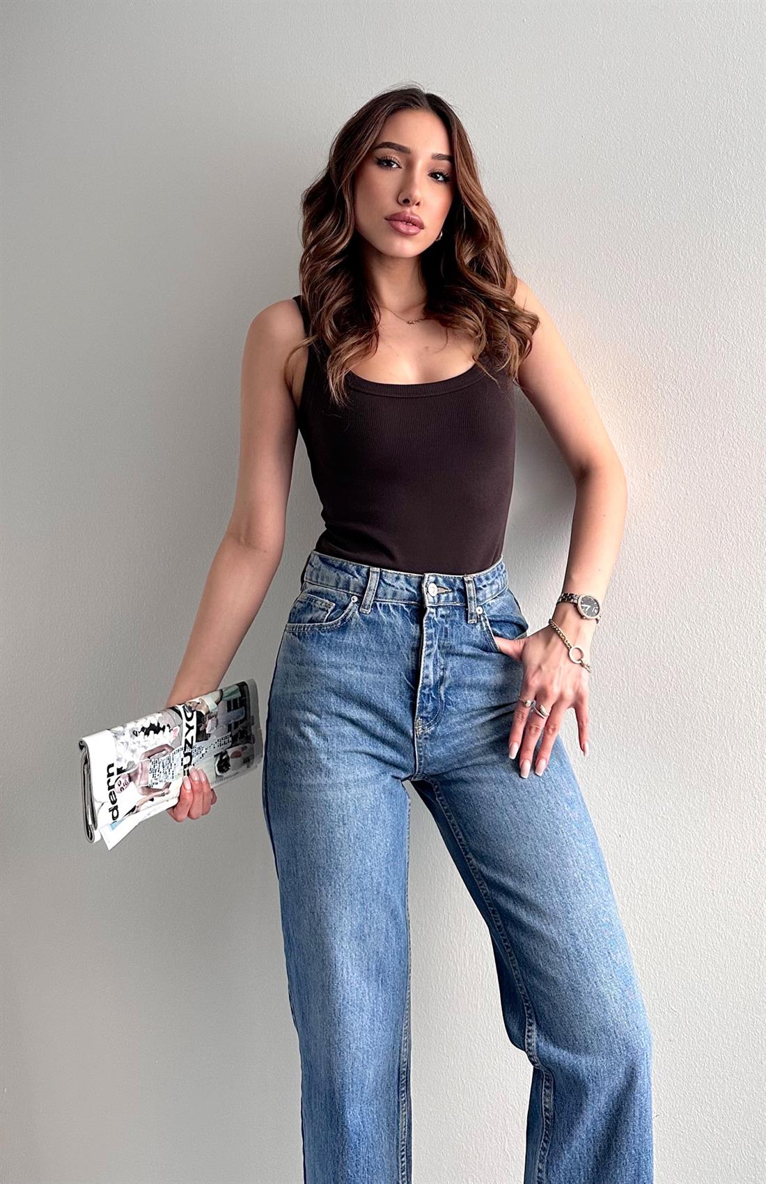 Askılı Body Atlet KAHVERENGİ