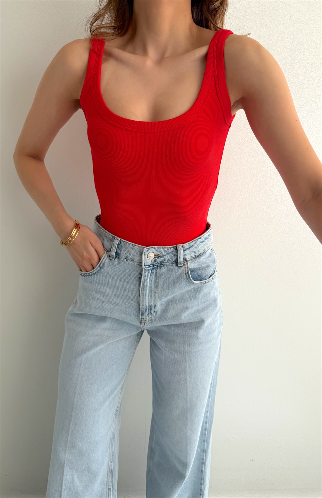 Askılı Body Atlet KIRMIZI