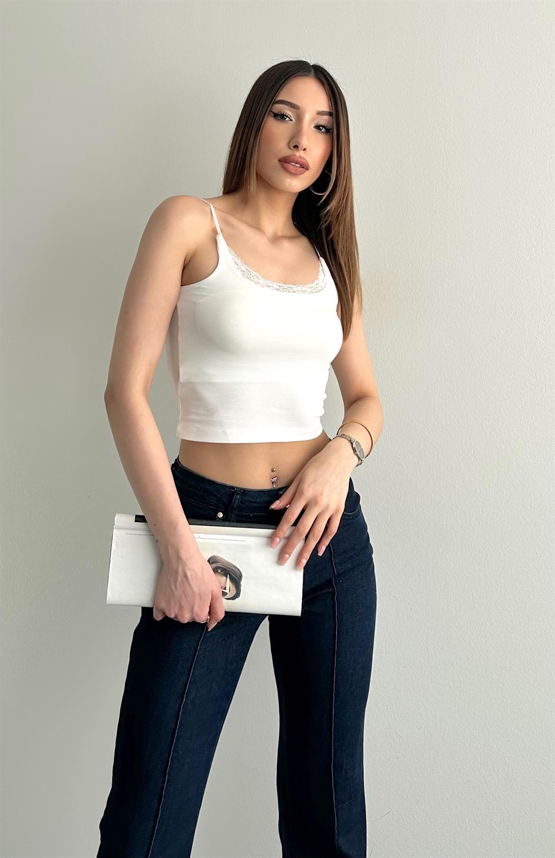 Dantel Detaylı Atlet EKRU