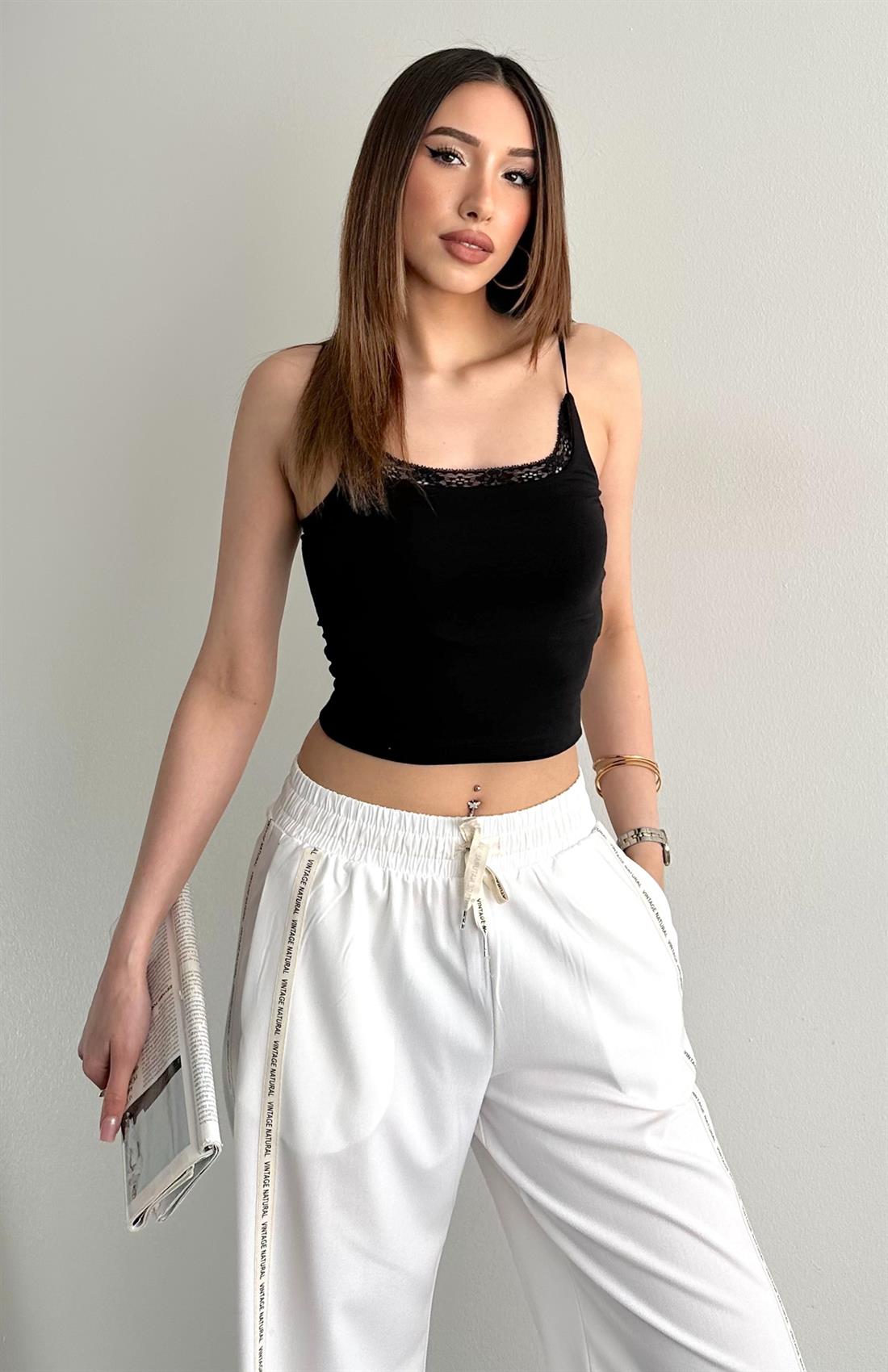 Dantel Detaylı Atlet SİYAH