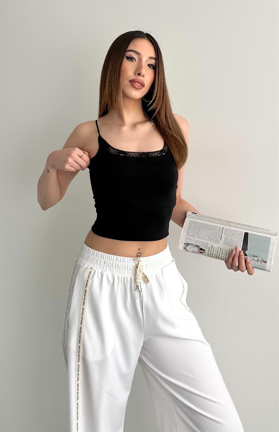 Dantel Detaylı Atlet SİYAH