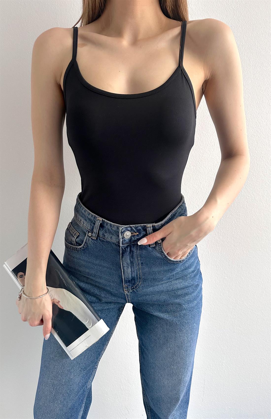 İnce Askılı Polimaid Atlet SİYAH