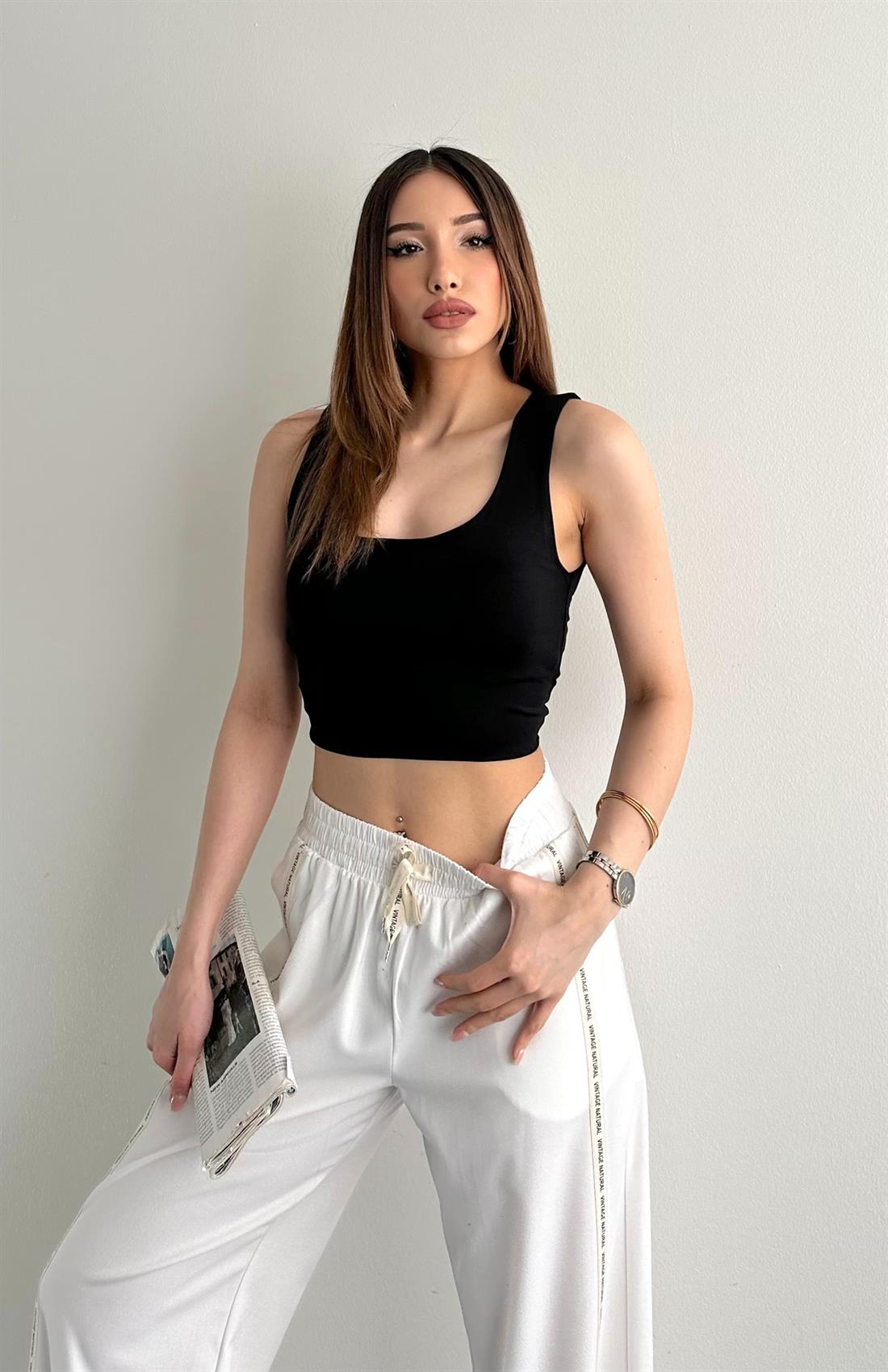 Kalın Askılı Poilamid Atlet SİYAH