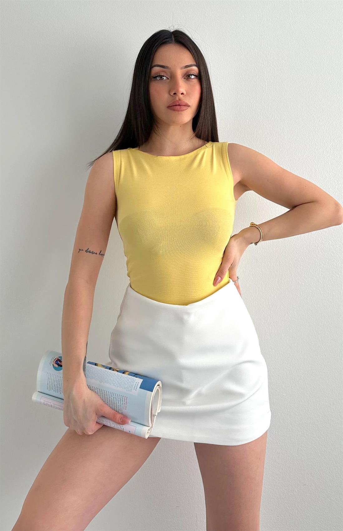 Kayık Yaka Kolsuz Atlet SARI