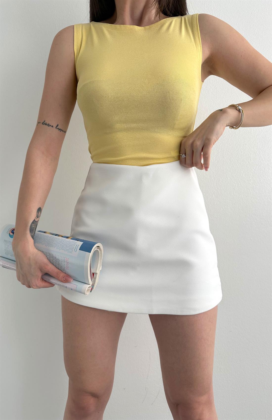 Kayık Yaka Kolsuz Atlet SARI