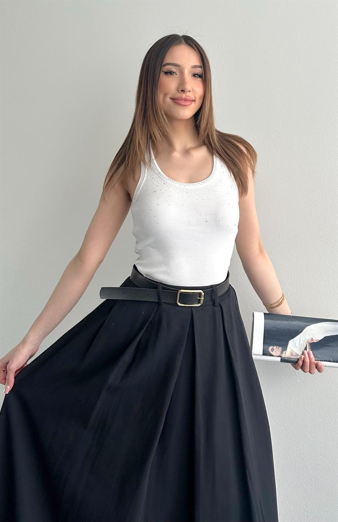 Taşlı Atlet AÇIK EKRU