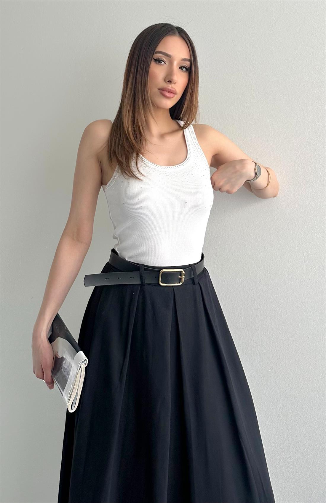 Taşlı Atlet AÇIK EKRU