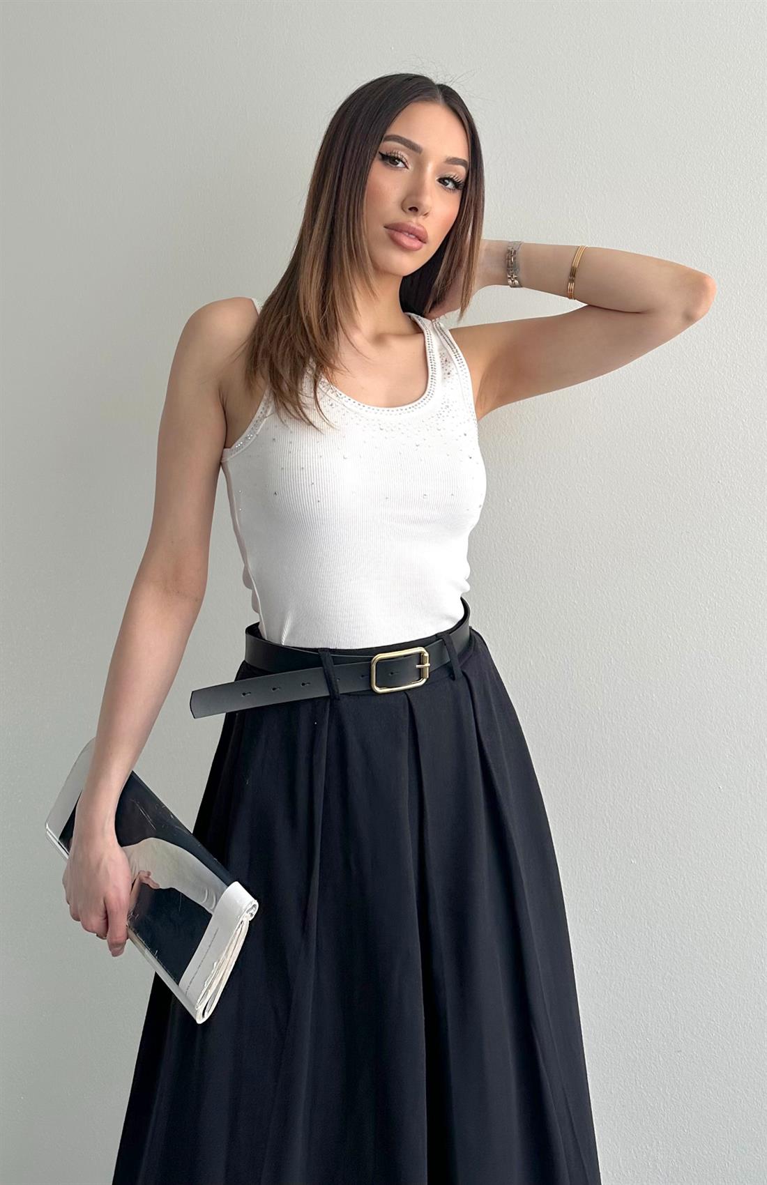 Taşlı Atlet AÇIK EKRU