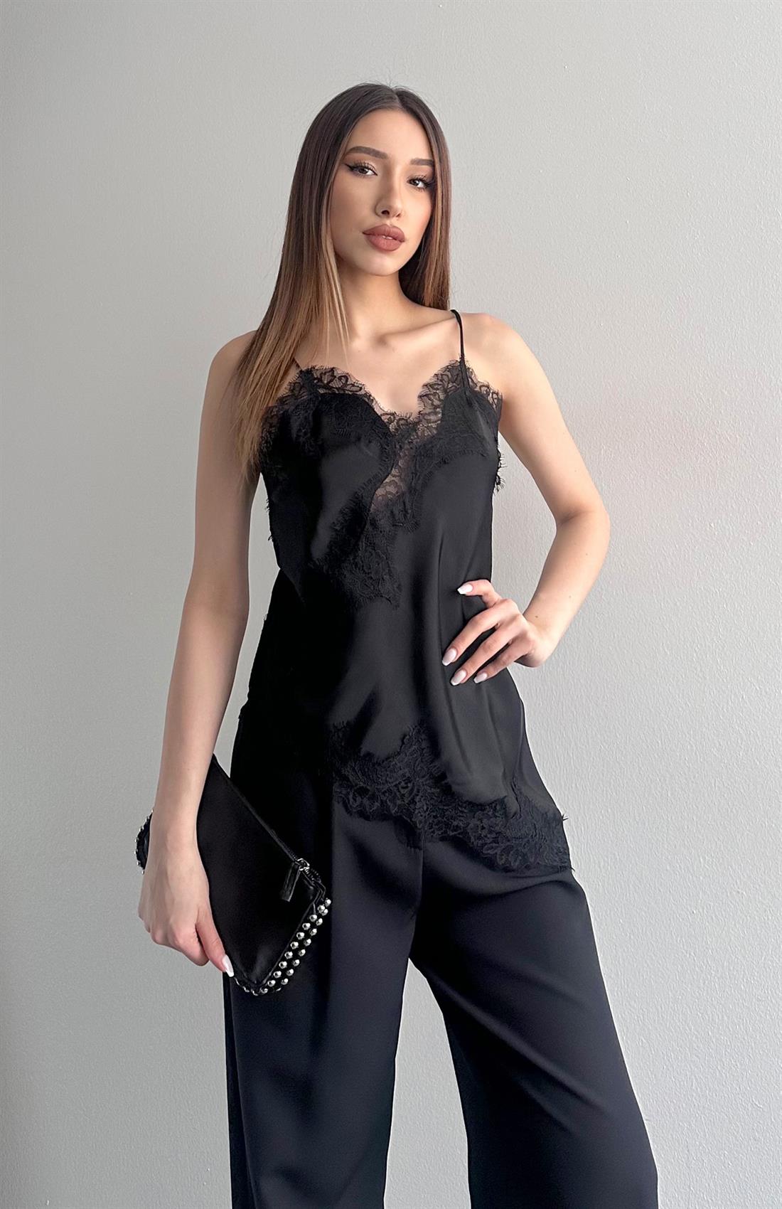 Asimetrik Bluz SİYAH