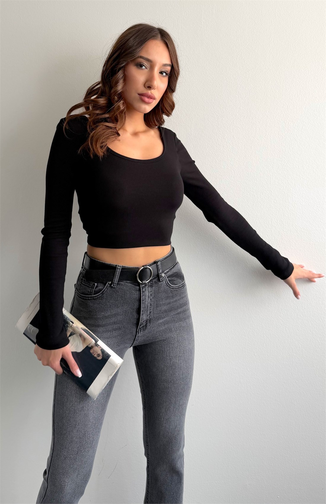 Bra-Free Uzun Kollu Bluz SİYAH