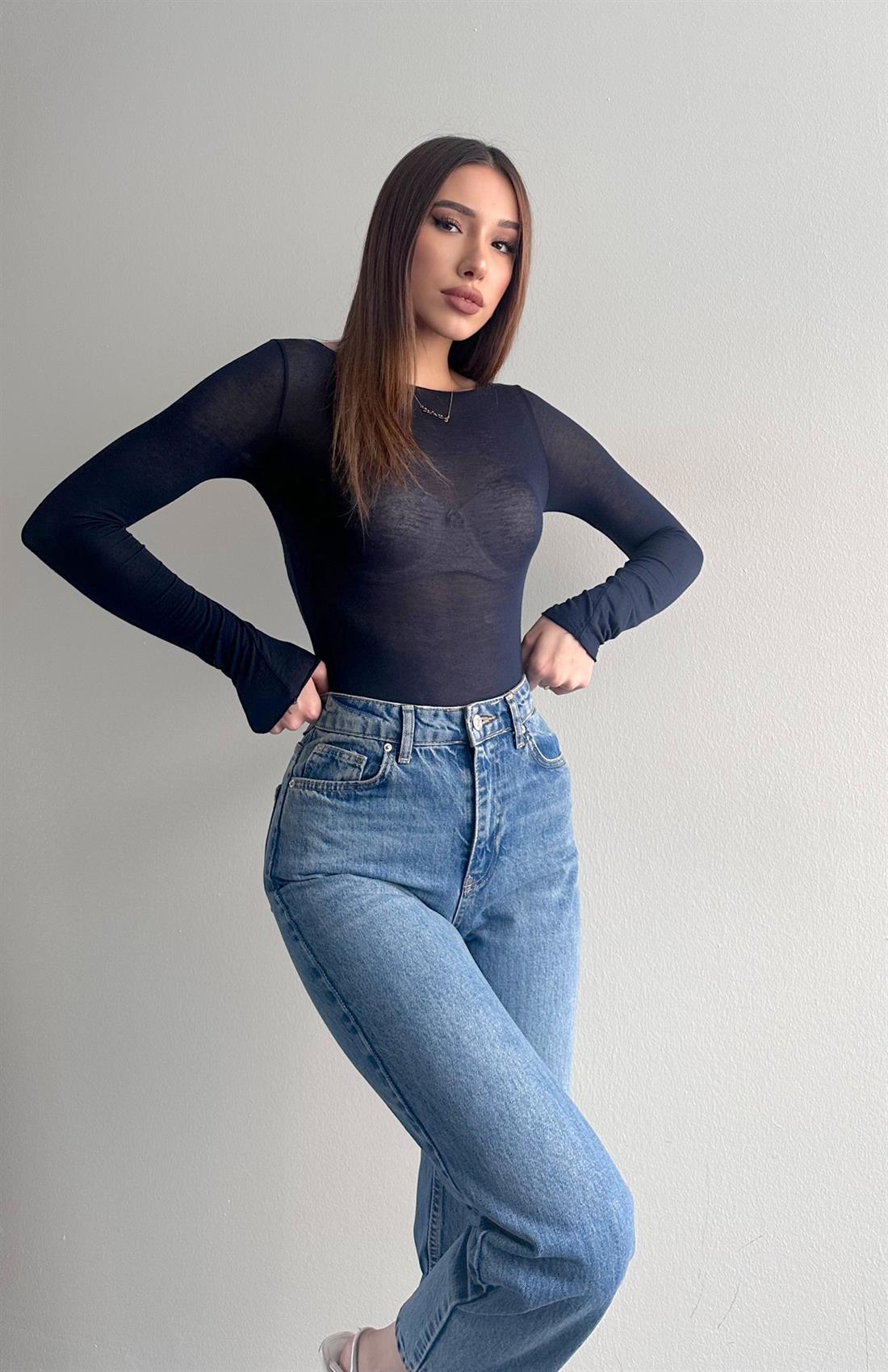 Kayık Yaka Modal Kaşmir Ultra Hafif Bluz LACİVERT