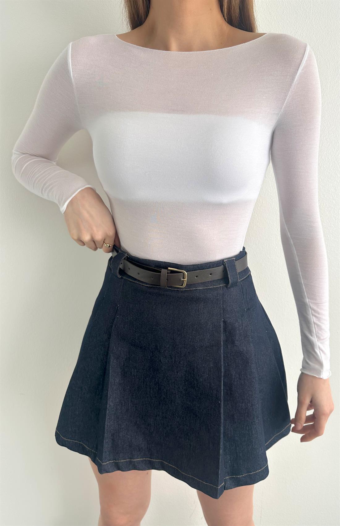 Kayık Yaka Modal Kaşmir Ultra Hafif Bluz BEYAZ