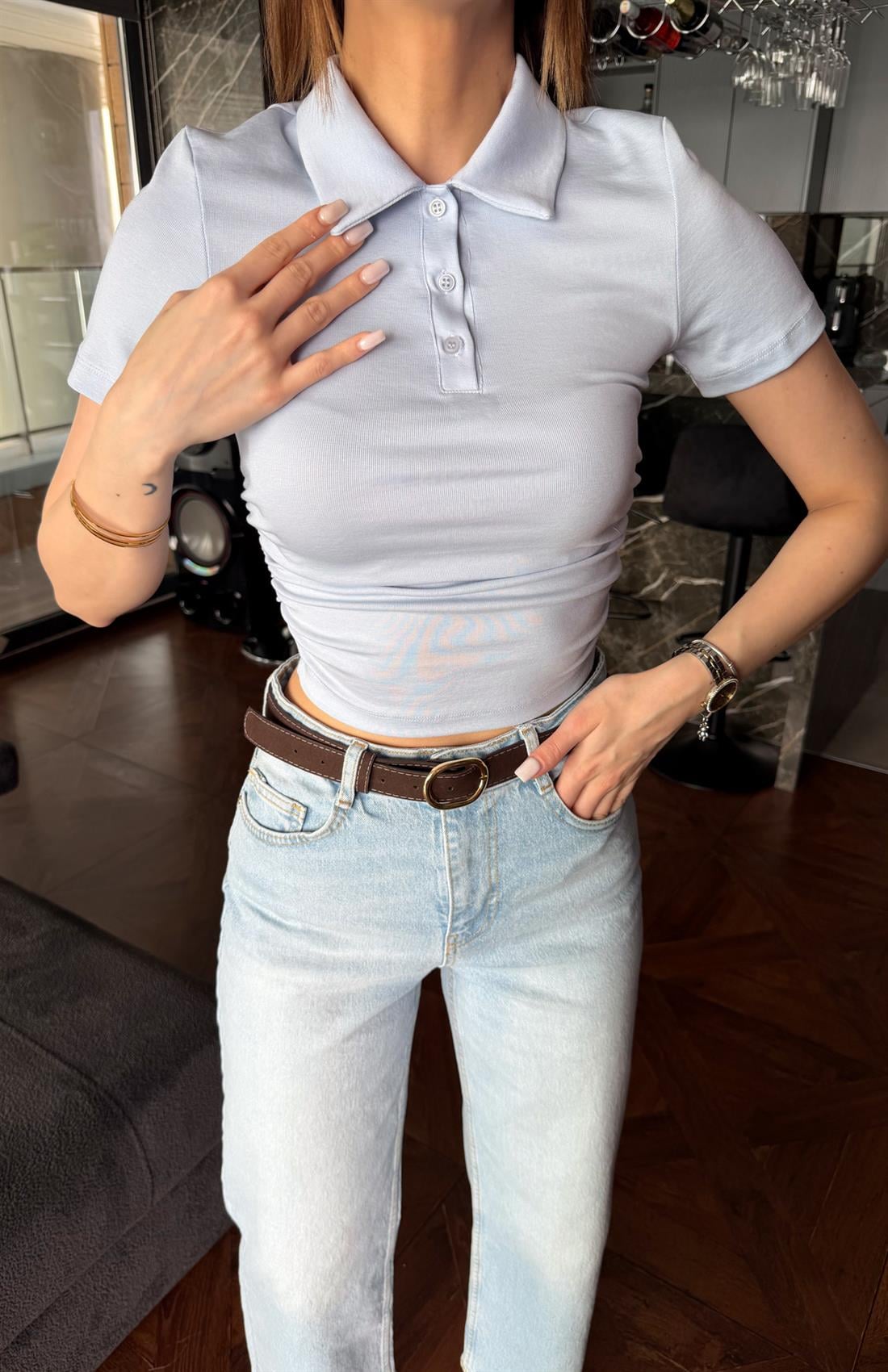 Polo Yaka Bluz A.MAVİ