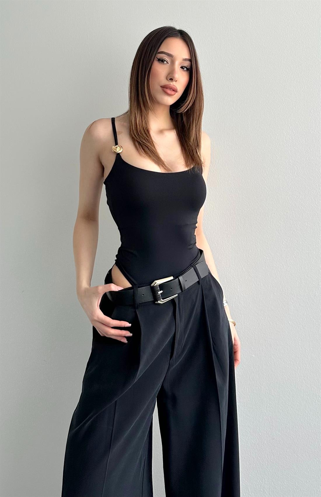 Toka Detaylı Bluz SİYAH
