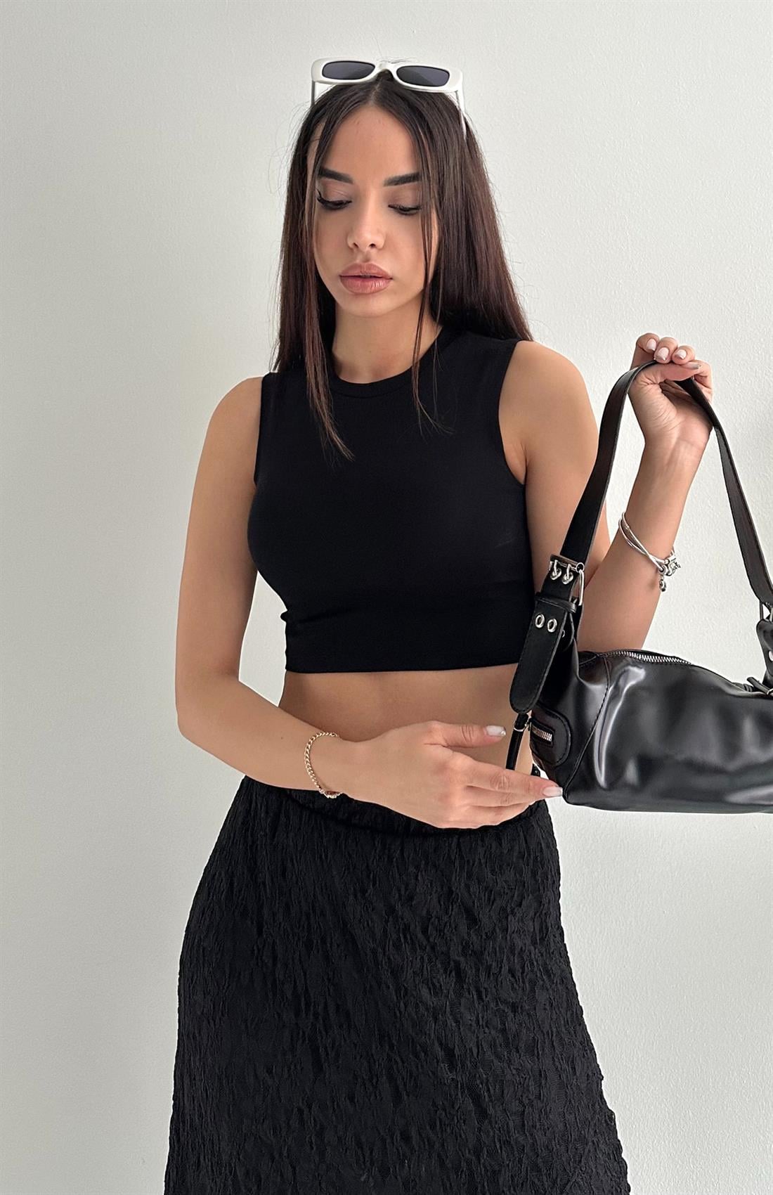 İki Tarafi Tokalı Çanta SİYAH